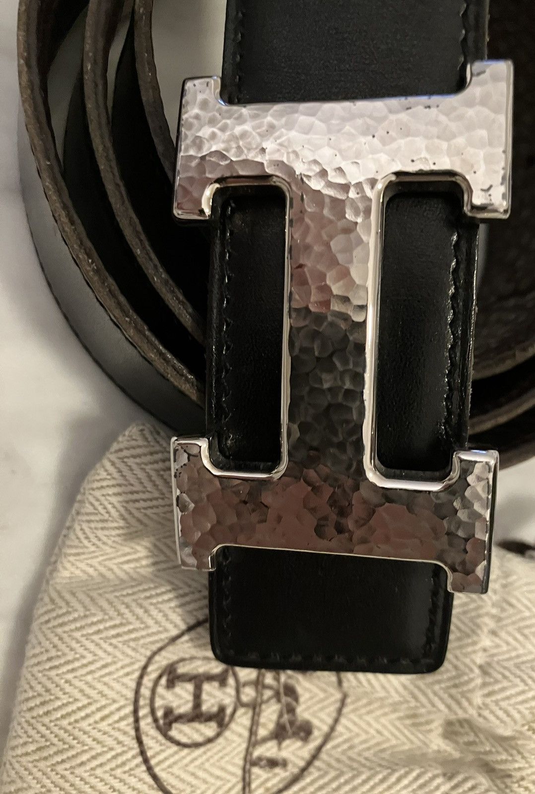 Hermes Hermes H hammered Belt Size 34 - 1 Thumbnail