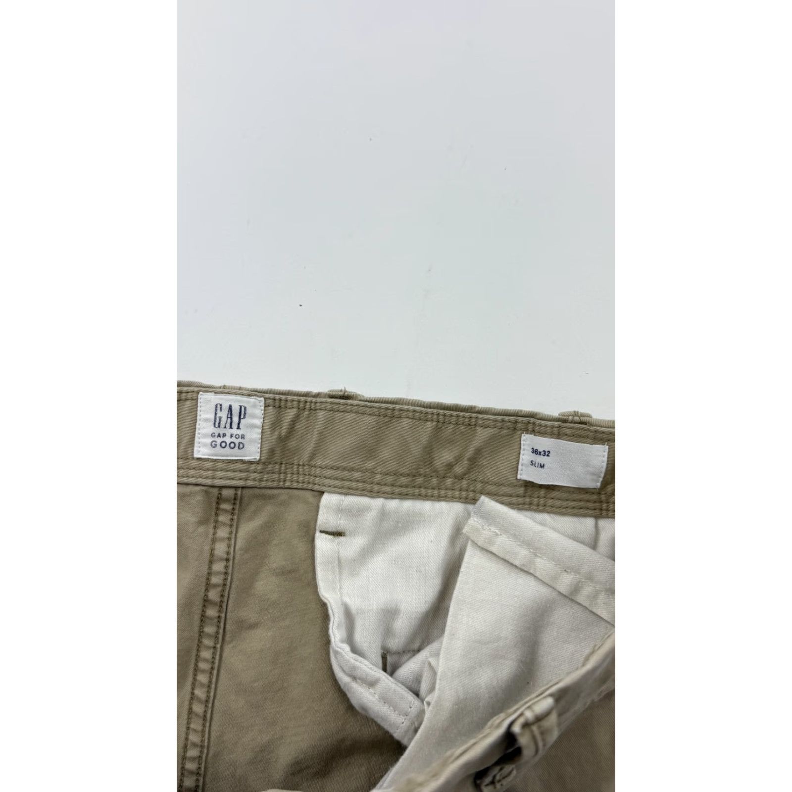 Gap GAP Pants Mens 36x32 Beige Slim Fit Chino Casual Stretch Cotton Blend Trousers Size US 36 / EU 52 - 3 Thumbnail