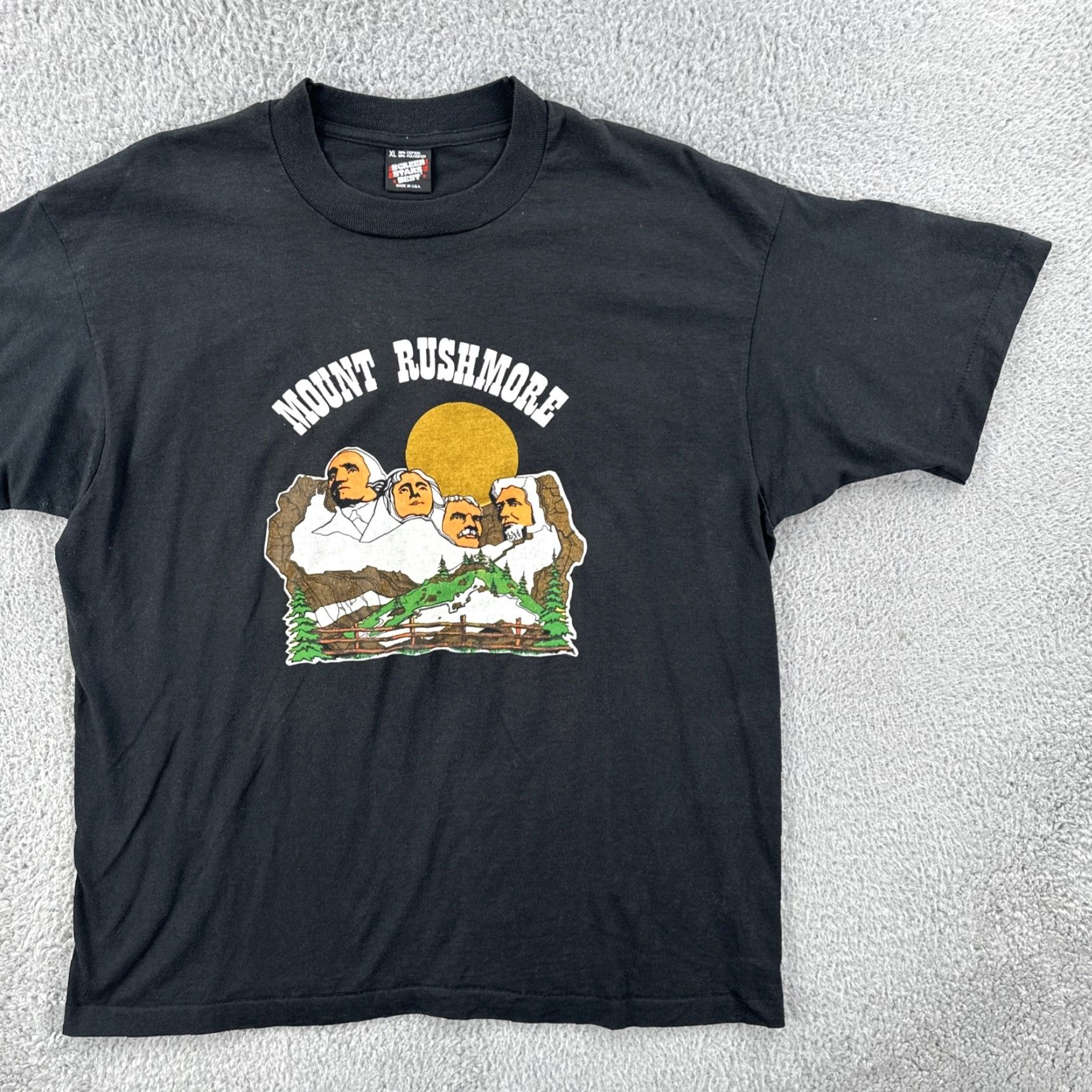 Vintage VINTAGE Screen Stars Best XL Black Single Stitch Shirt USA Mount Rushmore 79 Shirt Mens XL Black 70s USA Shirt Size US XL / EU 56 / 4 - 2 Thumbnail