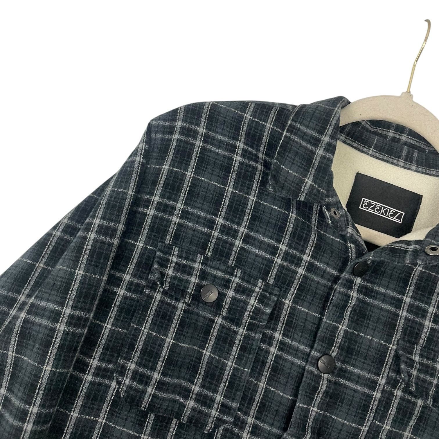 Ezekiel Ezekiel Mens Grey Plaid Fleece Lined Button Down Jacket Size US M / EU 48-50 / 2 - 2 Thumbnail