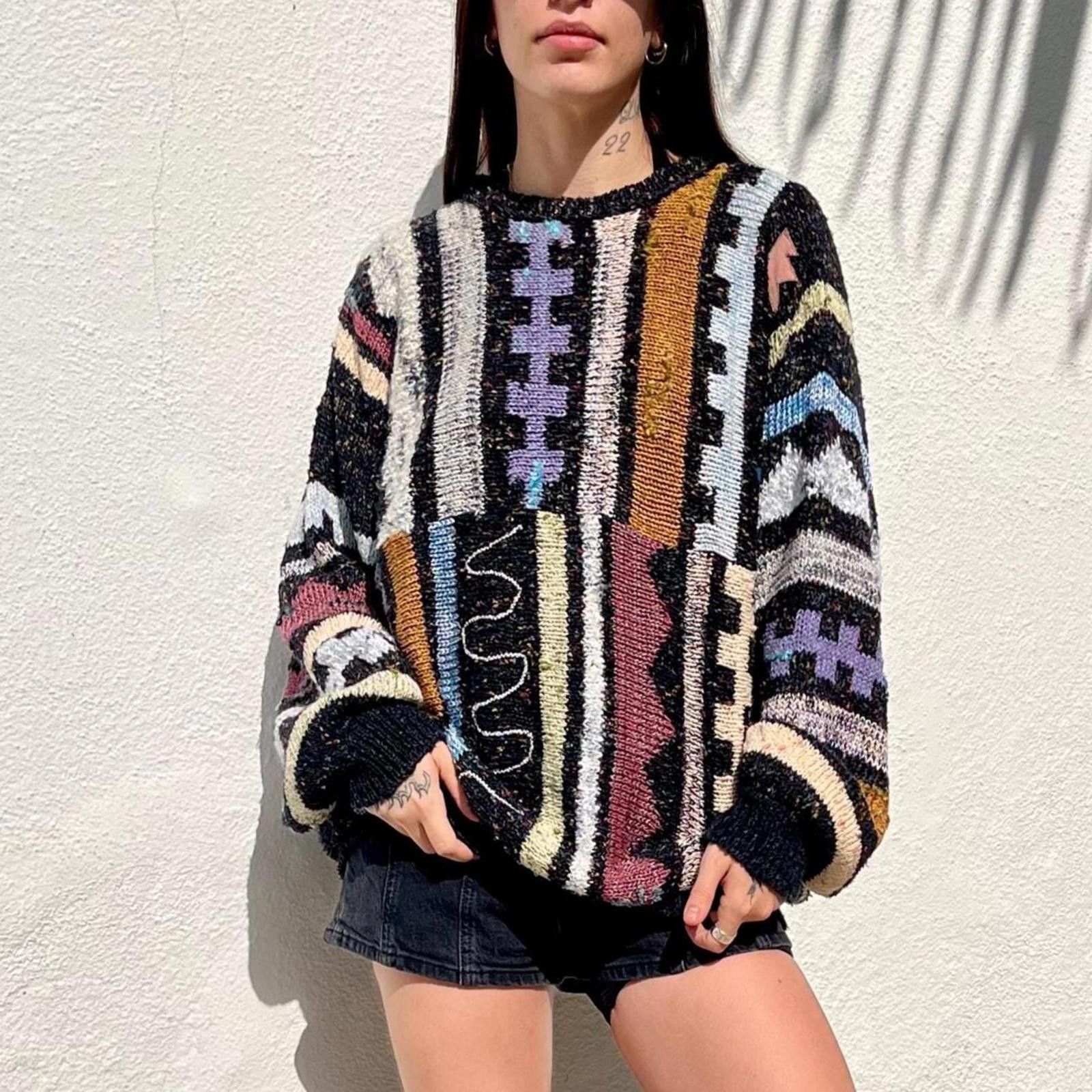 Vintage VTG 1990s Oversized Sweater Cozy Knit Pullover Sweater MED Size ONE SIZE - 1 Thumbnail