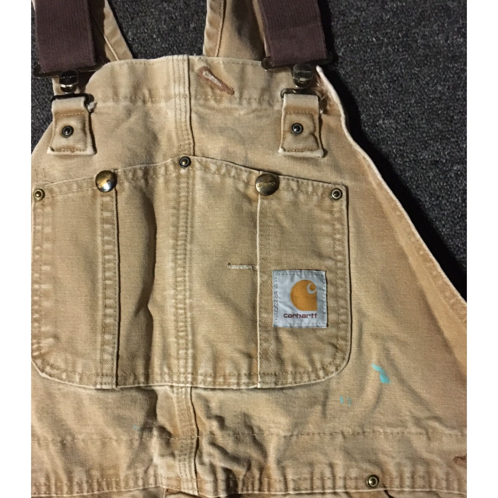 Carhartt Vtg 80s 90s Carhartt Faded Distress Paint Overalls 40/28 Grunge Punk Biker WIP Size US 40 / EU 56 - 5 Thumbnail