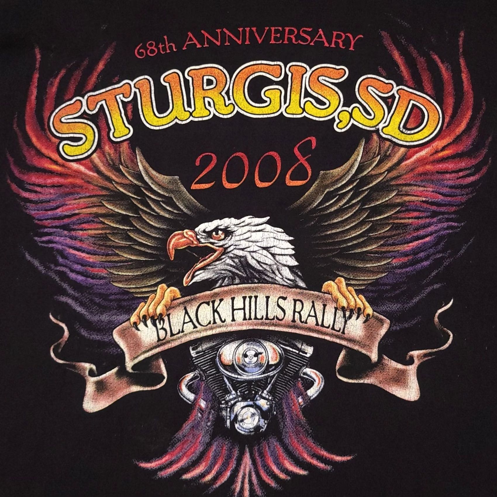 Vintage Sturgis Black Hills Rally 68th Anniversary 2008 T-Shirt Mens 2X Black Motorcycle Hanes Heavyweight Size US XXL / EU 58 / 5 - 4 Thumbnail