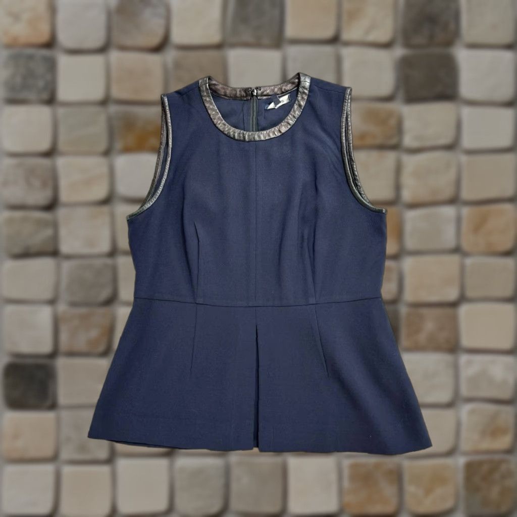 Madewell Madewell Dress Womens 6 Fit & Flare Sleeveless Blue Leather Detail Zip Back Casual Party/Cocktail Short Dress Womens Size M / US 6-8 / IT 42-44 - 1 Thumbnail