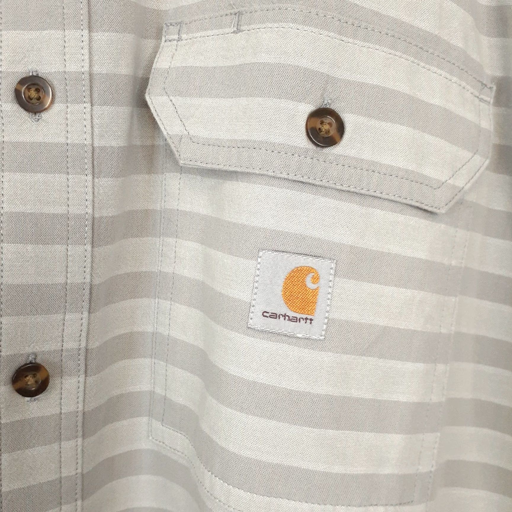 Carhartt VINTAGE Carhartt Loose Fit Short Sleeve Button Up Work Shirt Mens XL Gray Striped Size US XL / EU 56 / 4 - 7 Thumbnail