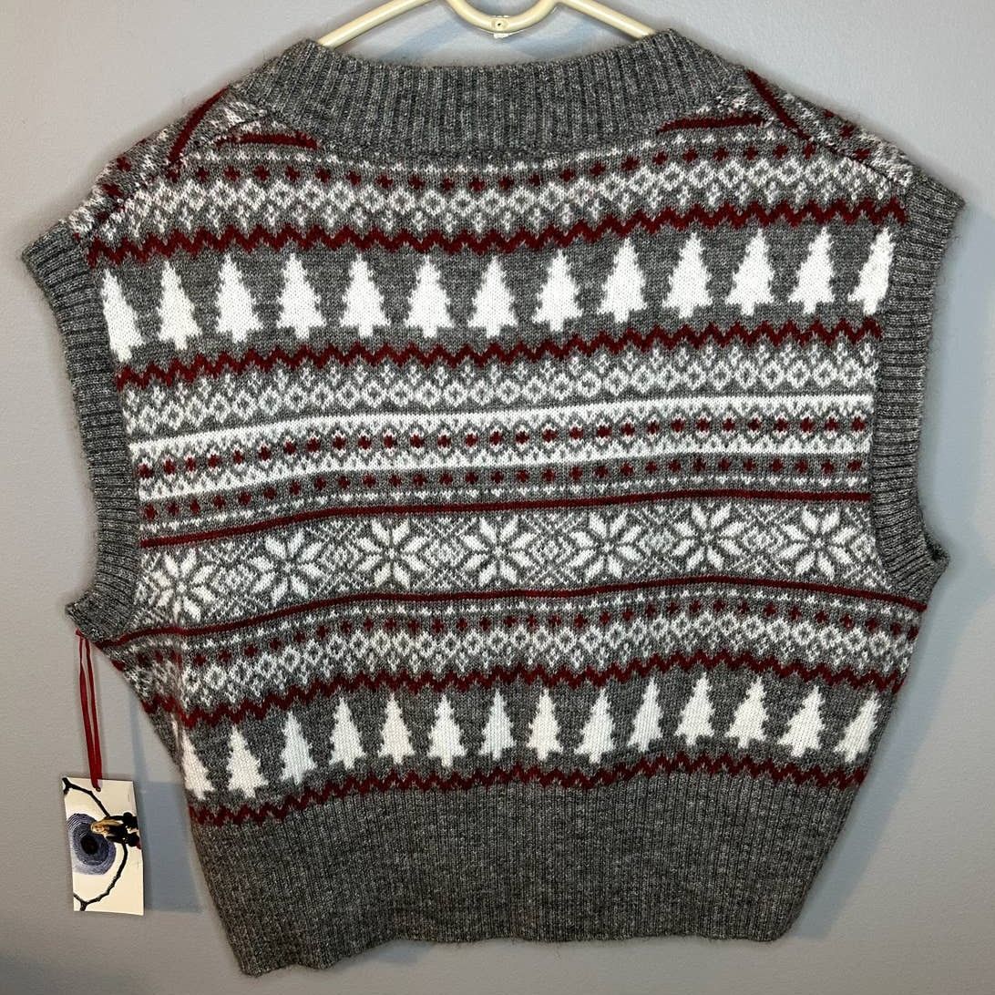 Other NWT London Kaye Fairs Isle Cropped Sweater Vest Gray XS Size XS / US 0-2 / IT 36-38 - 4 Thumbnail