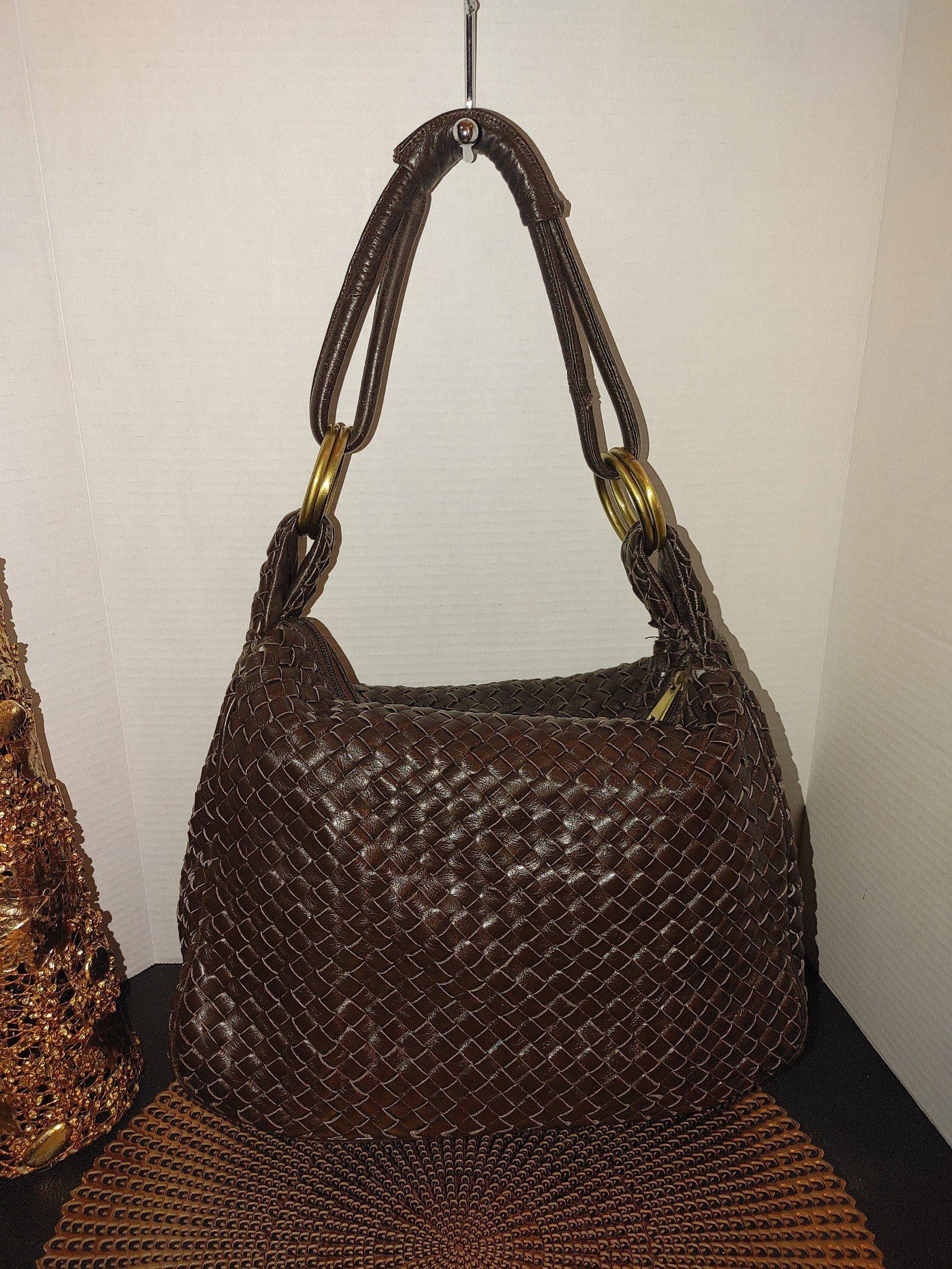 Designer Chocolat Blu leather basket weave shoulder bag Size ONE SIZE - 1 Thumbnail