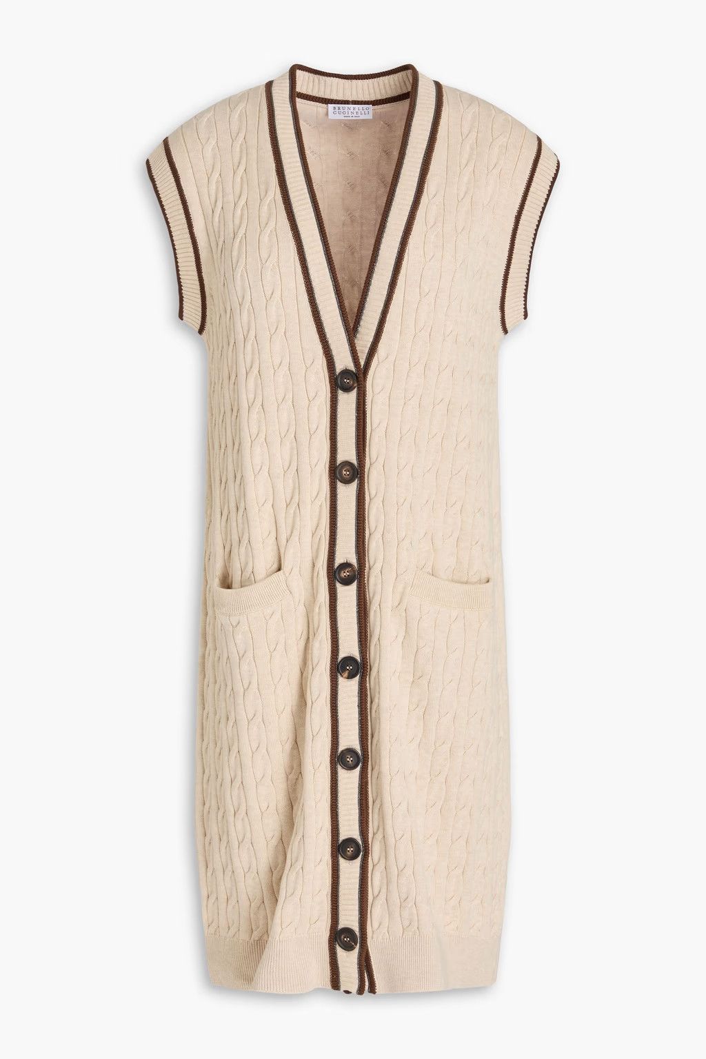 Brunello Cucinelli o1y0725 Cardigan in Beige/Brown Size M / US 6-8 / IT 42-44 - 1 Thumbnail