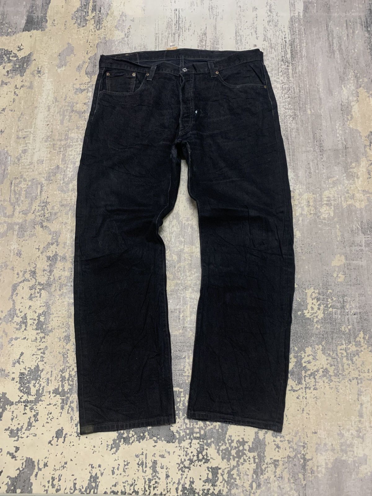 Levi's Size 40x31.5 Vintage 90s Levi's 501 Super Black Jeans Size US 40 / EU 56 - 1 Thumbnail