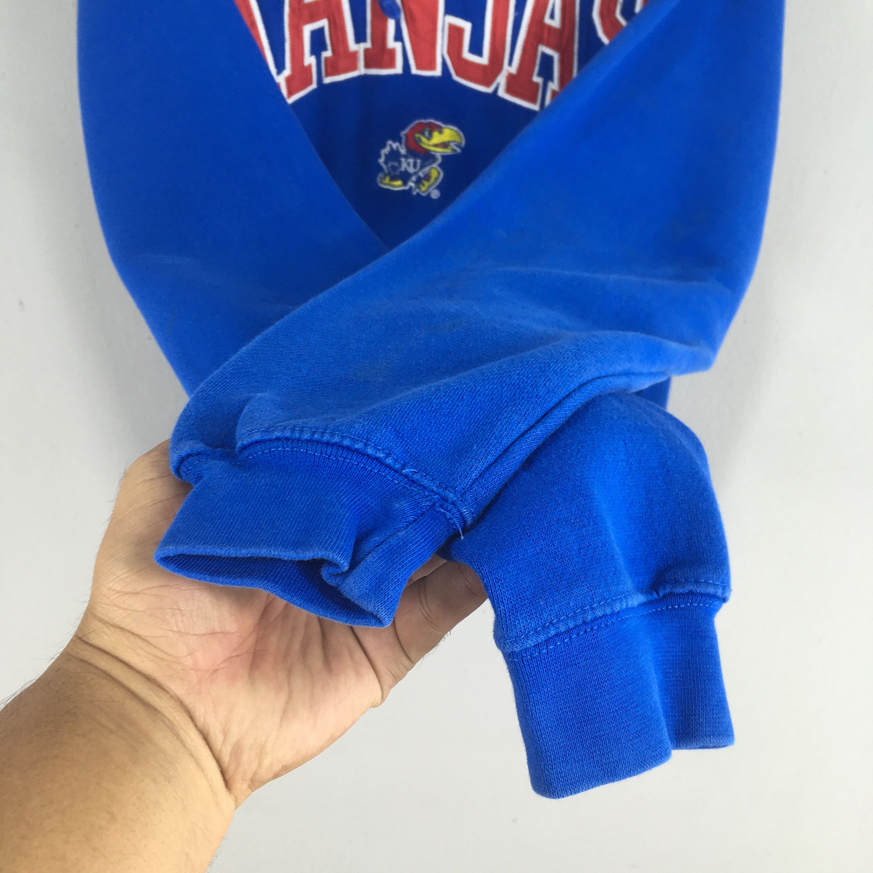NCAA × Vintage Vintage Kansas Jayhawks NCAA Blue Hoodie Sweatshirt Medium Size US M / EU 48-50 / 2 - 4 Thumbnail
