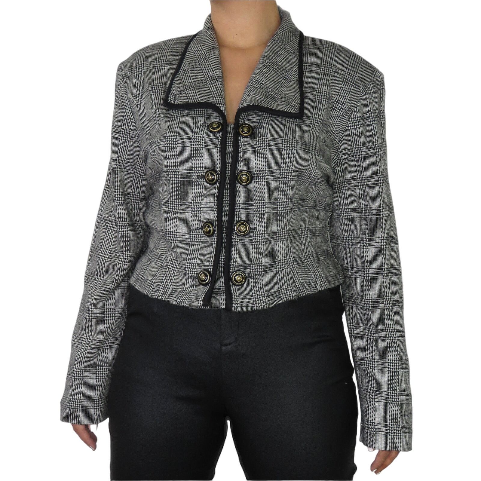 Vintage Vintage Farouche Black & Gray Houndstooth Plaid Blazer Large Size L / US 10 / IT 46 - 1 Thumbnail