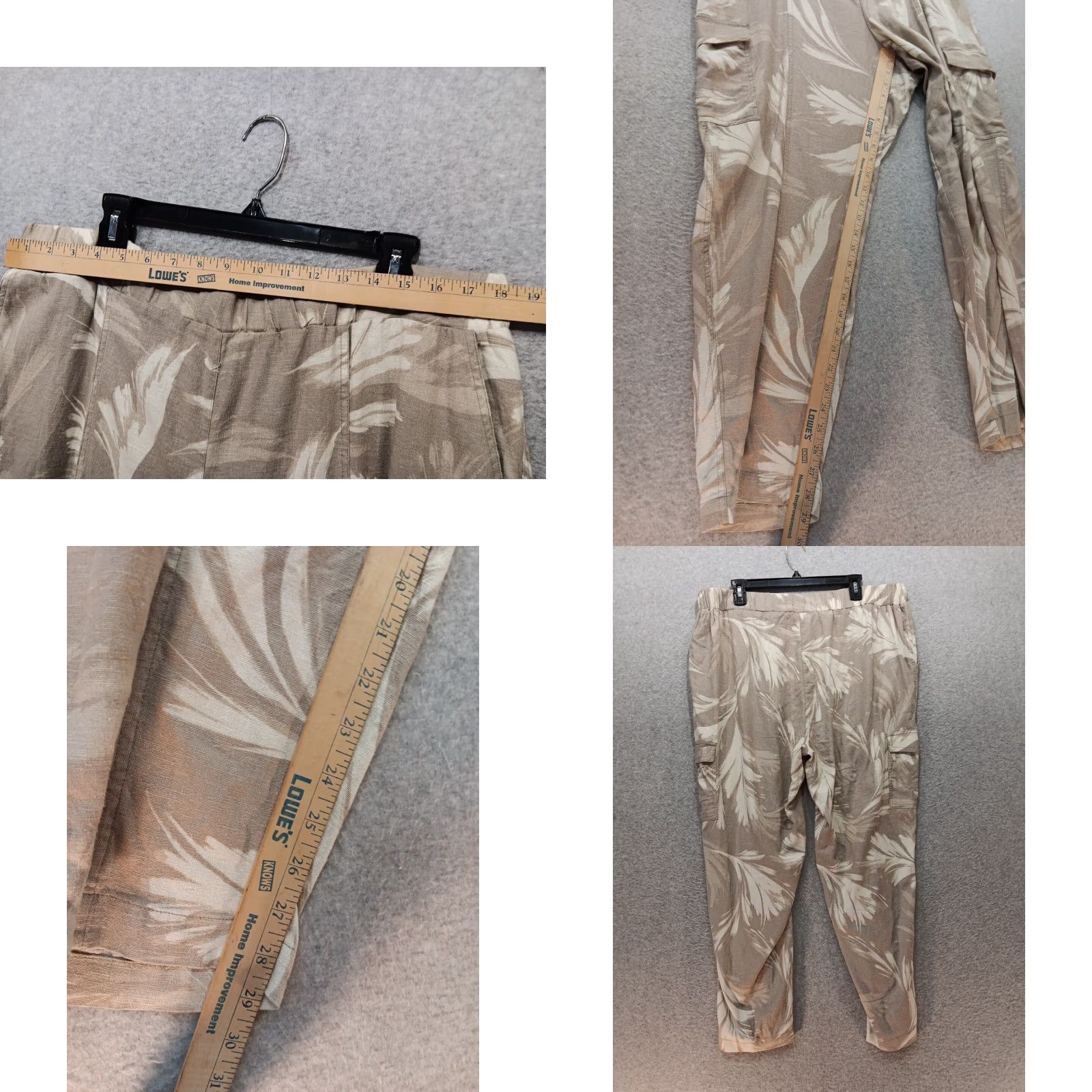Vintage VINTAGE Cupio Pants XL Brown Linen Blend Lagenlook Wide Leg Floral Relaxed Pockets Size 40" / US 18 - 8 Thumbnail