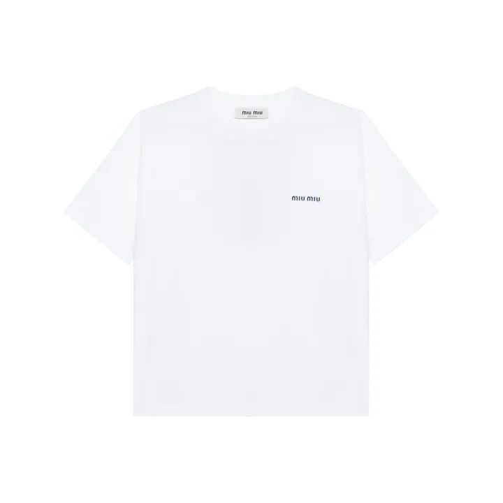 Miu Miu Miu Miu White Graphic Print Short Sleeve T-Shirt 0079 Size M / US 6-8 / IT 42-44 - 1 Thumbnail