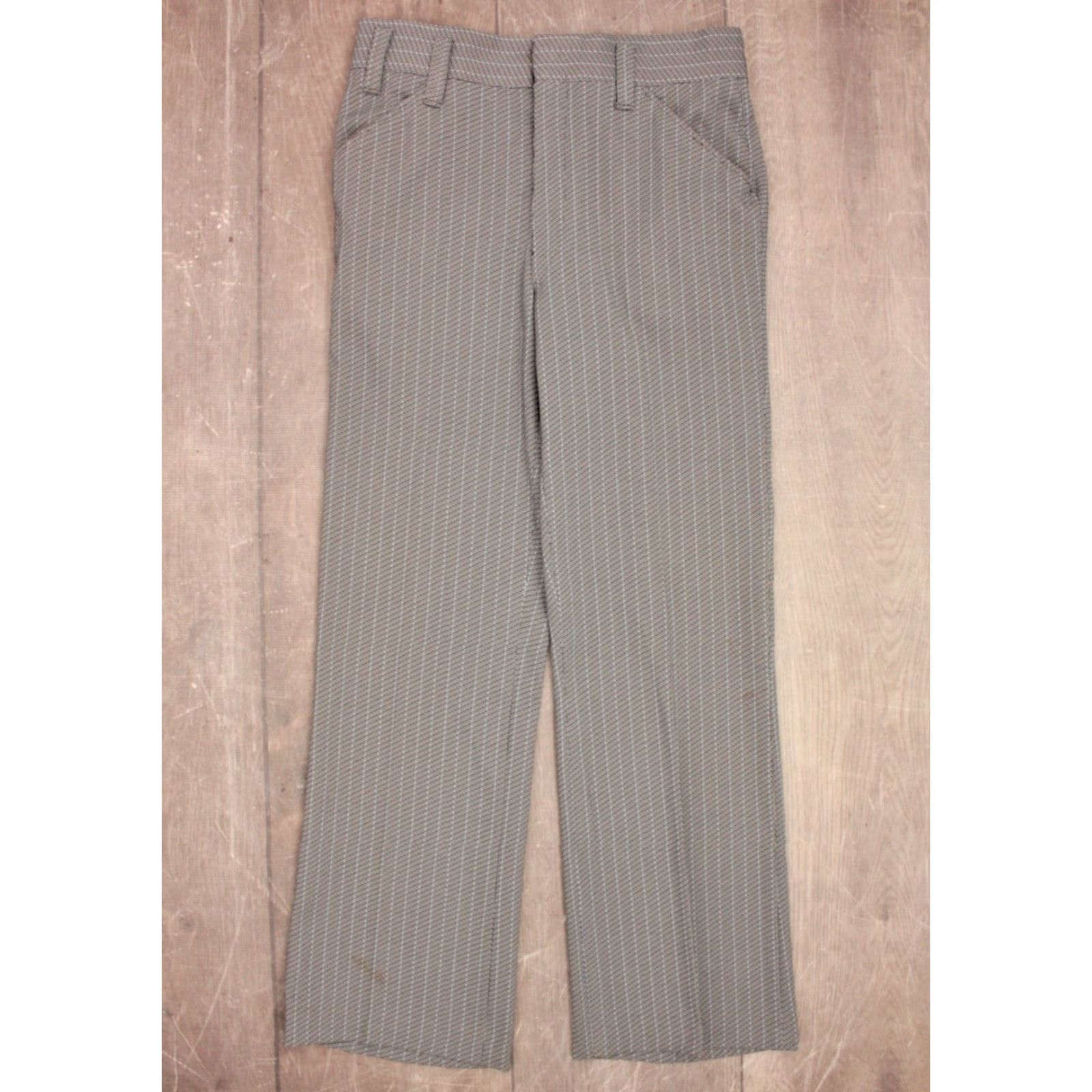 Vintage VINTAGE Men's VTG 70s Blue Pinstripe 2 PC Leisure Suit Sz M 1970s Disco Shirt Jacket Pants Mens Size 40R - 7 Thumbnail