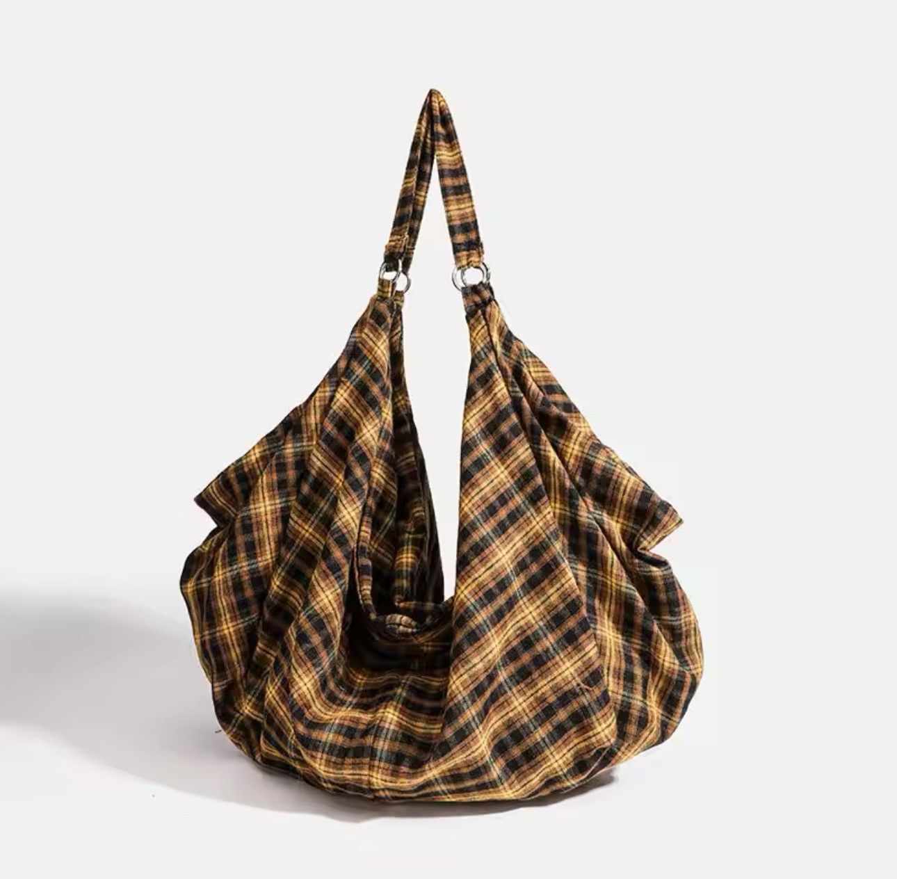 Vintage Streetwear Vintage Style Shoulder Shopping Plaid Canvas Bag Size ONE SIZE - 5 Thumbnail