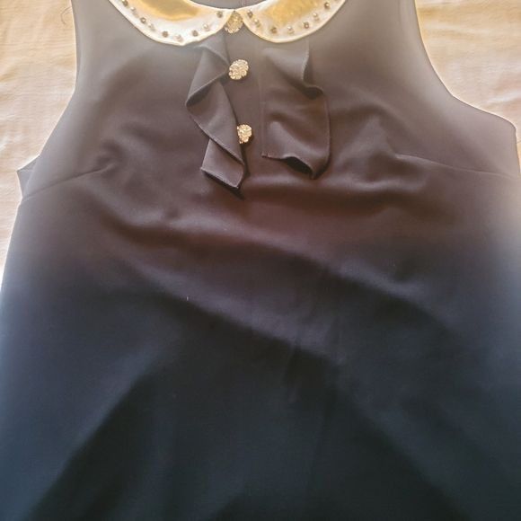 Betsey Johnson Betsey Johnson White Peter Pan Collared Black Embellished Sl Size L / US 10 / IT 46 - 6 Thumbnail