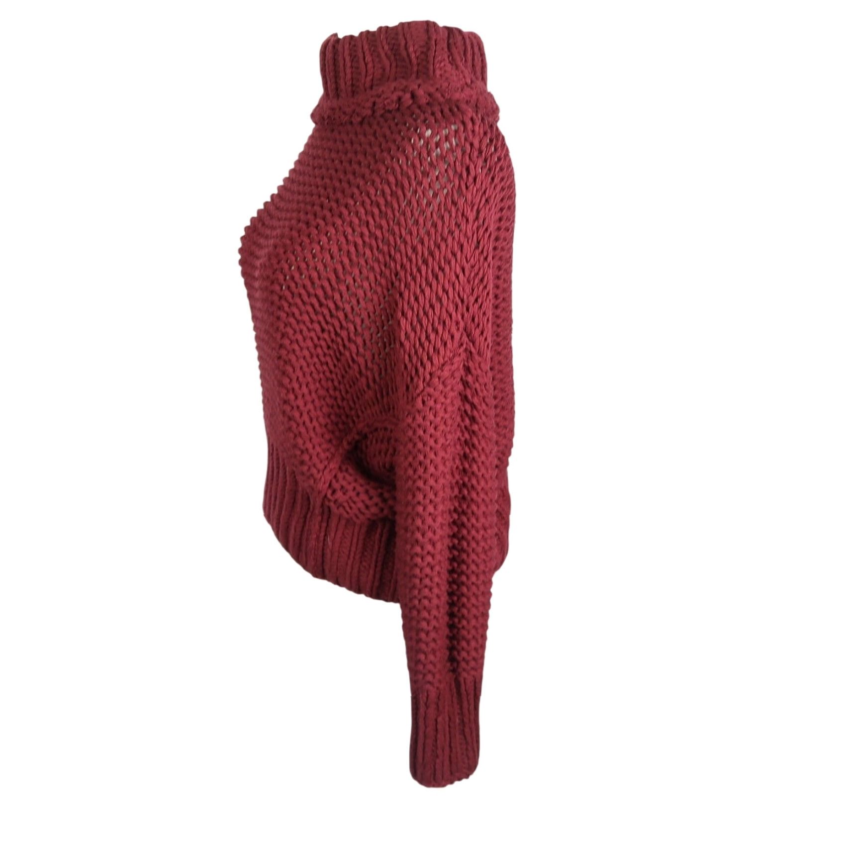 Free People VINTAGE Free People My Only Sunshine Burgundy Red Mockneck Sweater XS Size XS / US 0-2 / IT 36-38 - 3 Thumbnail