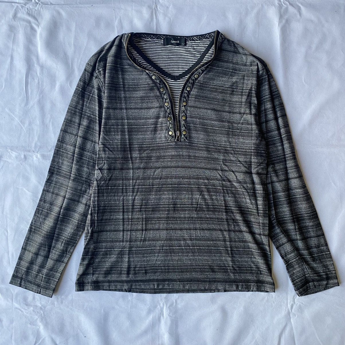 If Six Was Nine × Japanese Brand × Le Grande Bleu (L.G.B.) Japanese Striped Studded Zipper Punk Style Double Layer Size US L / EU 52-54 / 3 - 1 Thumbnail