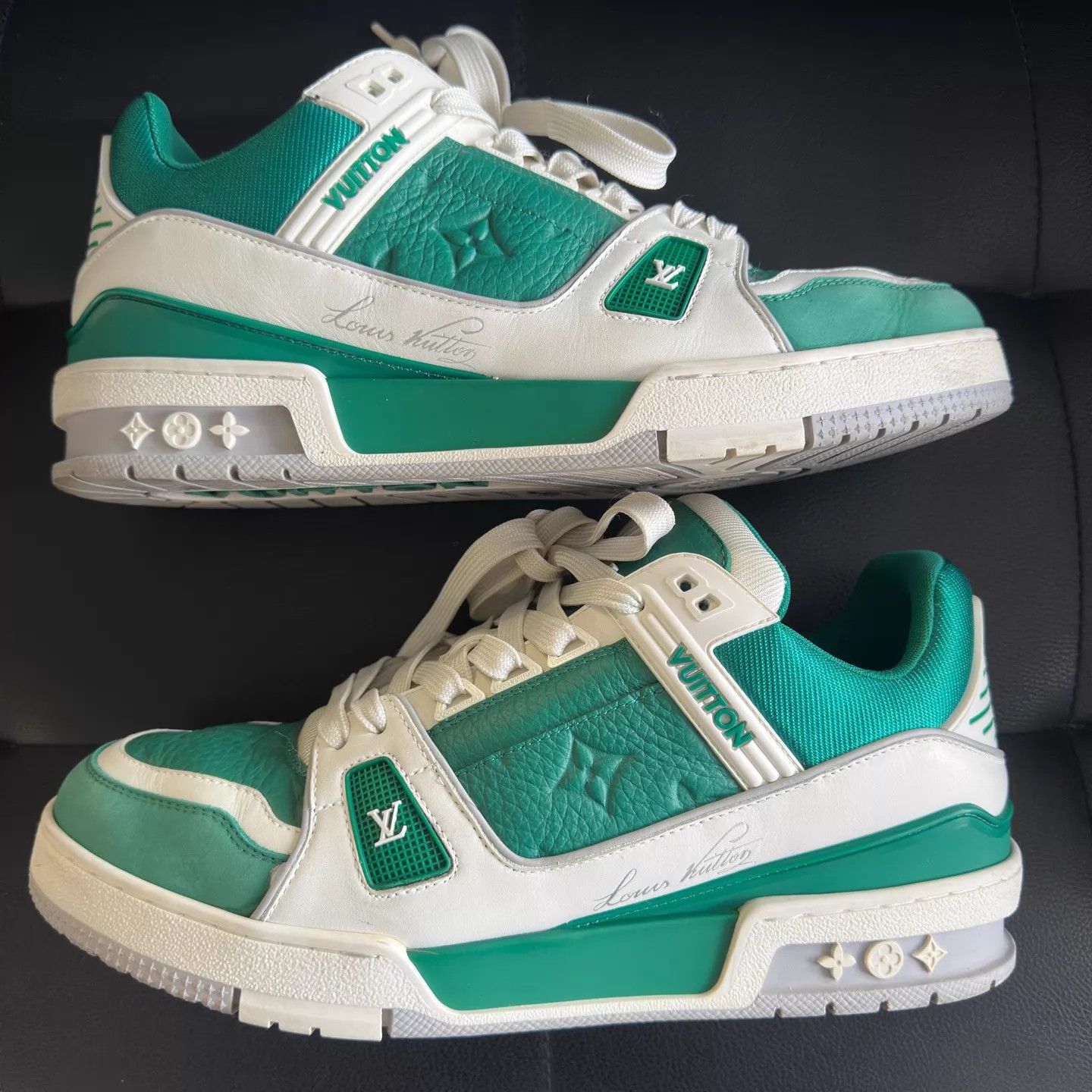 Louis Vuitton LV 25 Trainer Calf Low Green EU8.5 99New Size US 9.5 / EU 42-43 - 3 Thumbnail