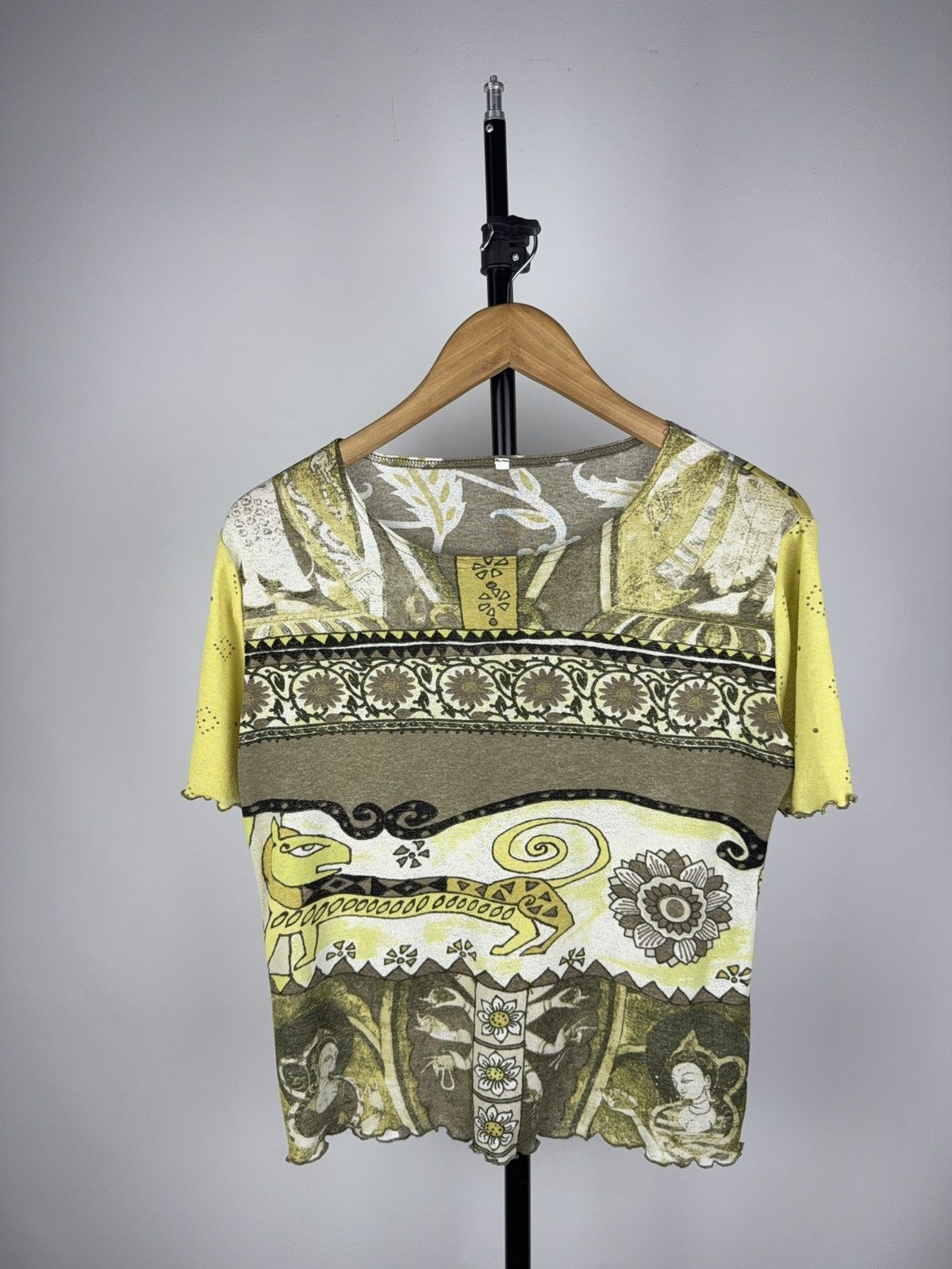 Other 90s Avant-Garde Ethnic Mesh Tee Gaultier Style Buddha Print Size M / US 6-8 / IT 42-44 - 1 Thumbnail
