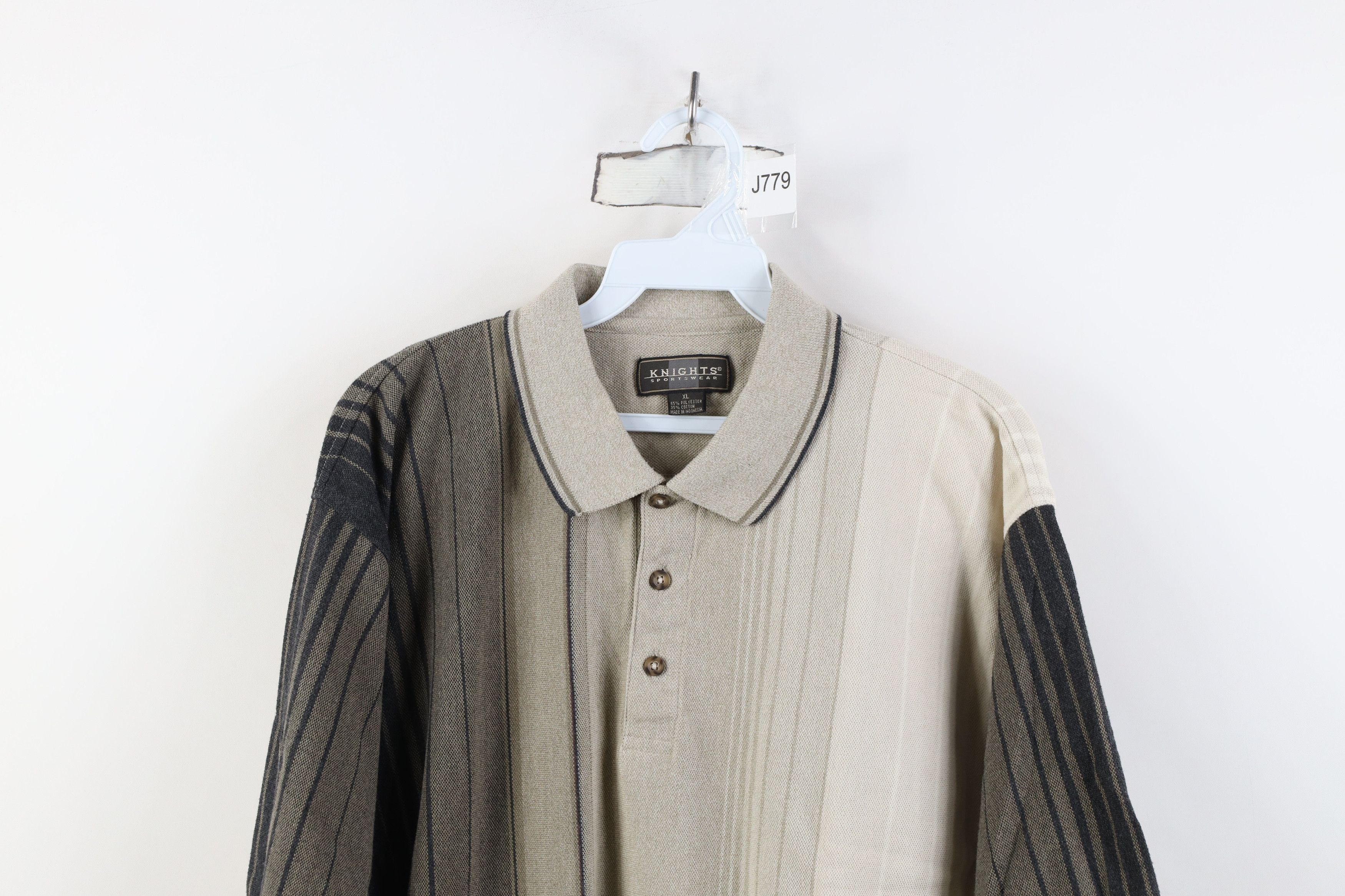 Vintage Vintage 90s Streetwear Block Knit Golf Polo Shirt Earth Tone Size US XL / EU 56 / 4 - 2 Thumbnail