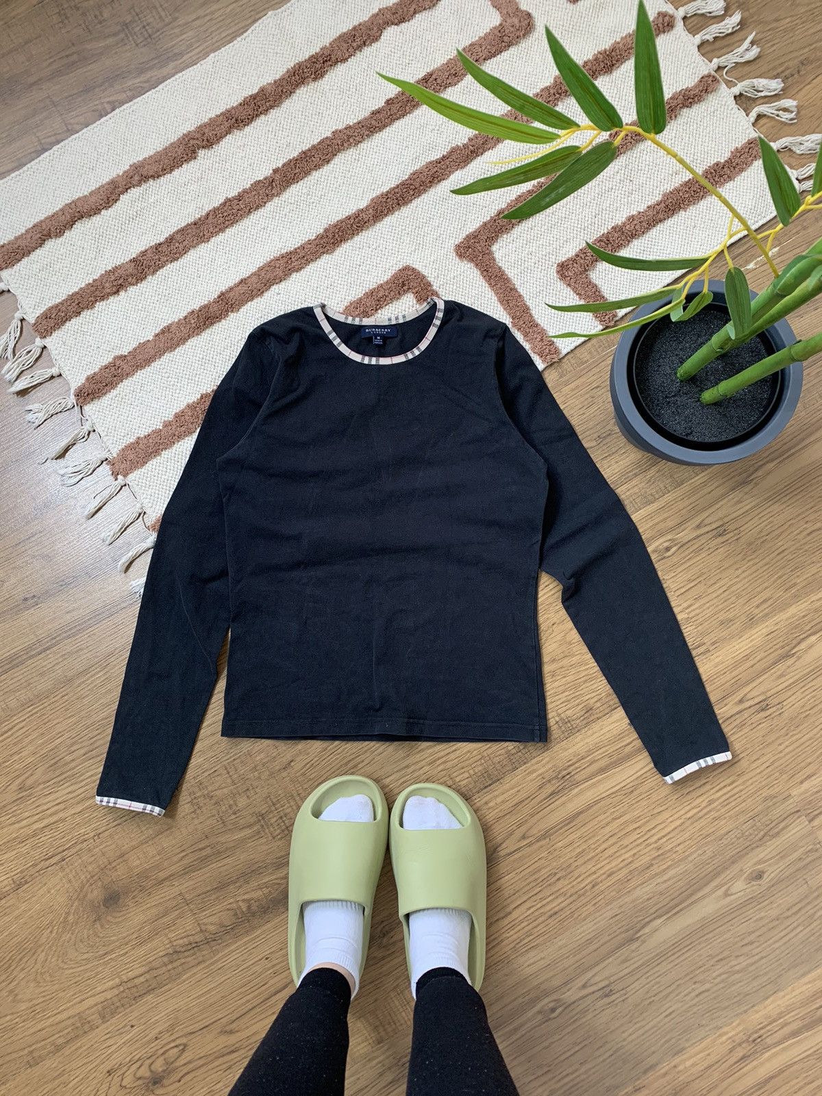 image of Burberry Nova Check 2000S Long Sleeve in Black, Women's (Size Medium)