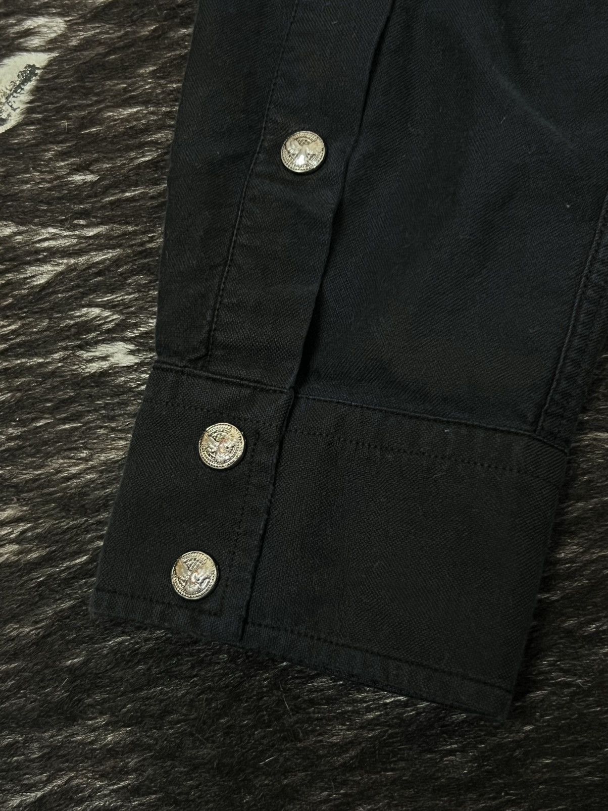 Balmain Balmain FW12 “Eagle Button“ Distressed Western Shirt Size US S / EU 44-46 / 1 - 7 Thumbnail