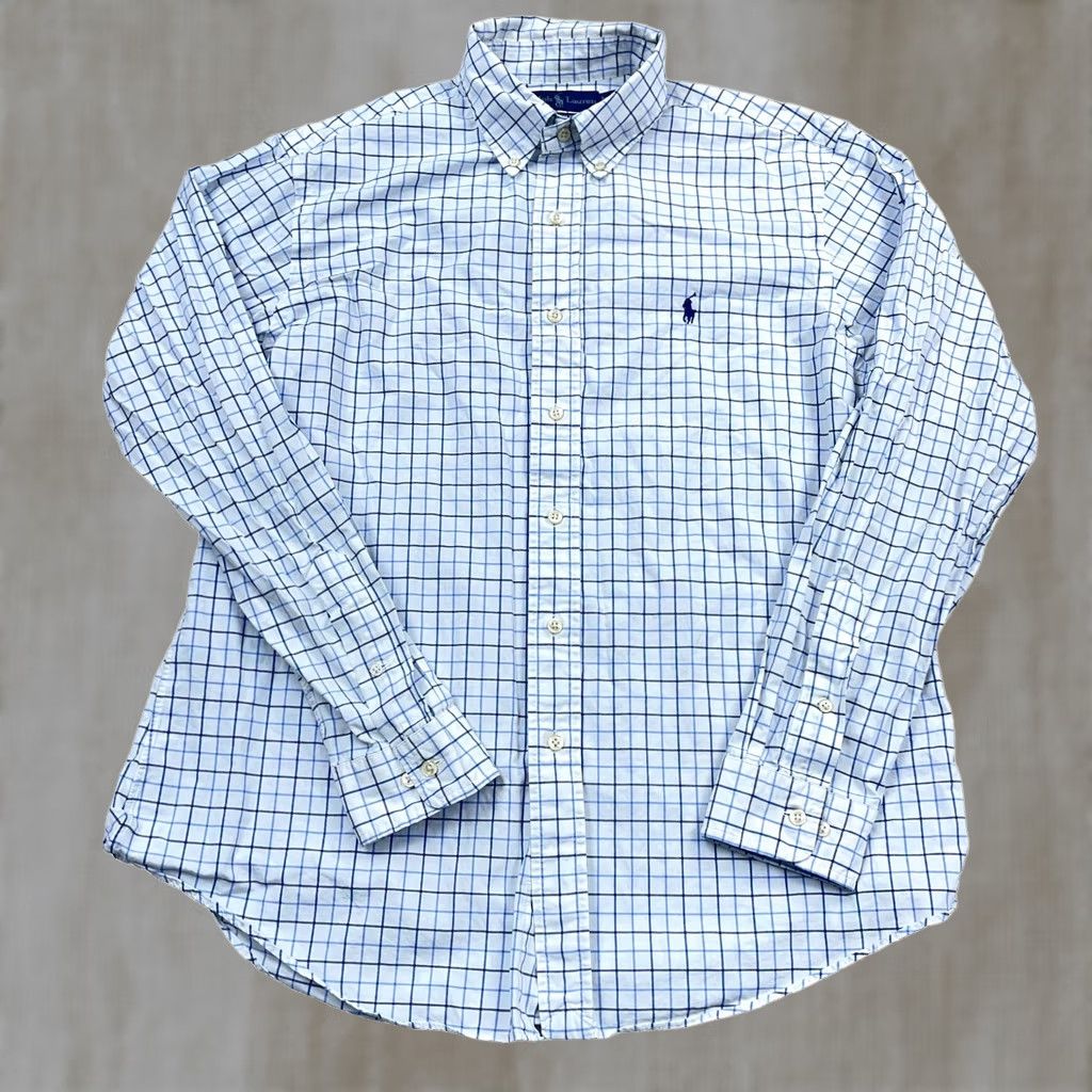 Ralph Lauren Ralph Lauren Shirt Men Large White Blue Button Up Poplin Custom Fit Plaid 16.5 Size US L / EU 52-54 / 3 - 1 Thumbnail