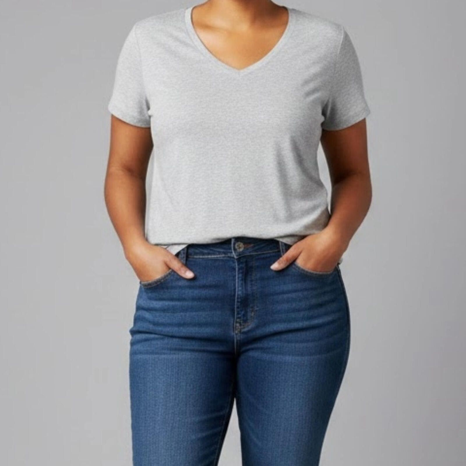Champion Champion Heather Gray V Neck Slim Tee Shirt Womens Large Size L / US 10 / IT 46 - 2 Thumbnail