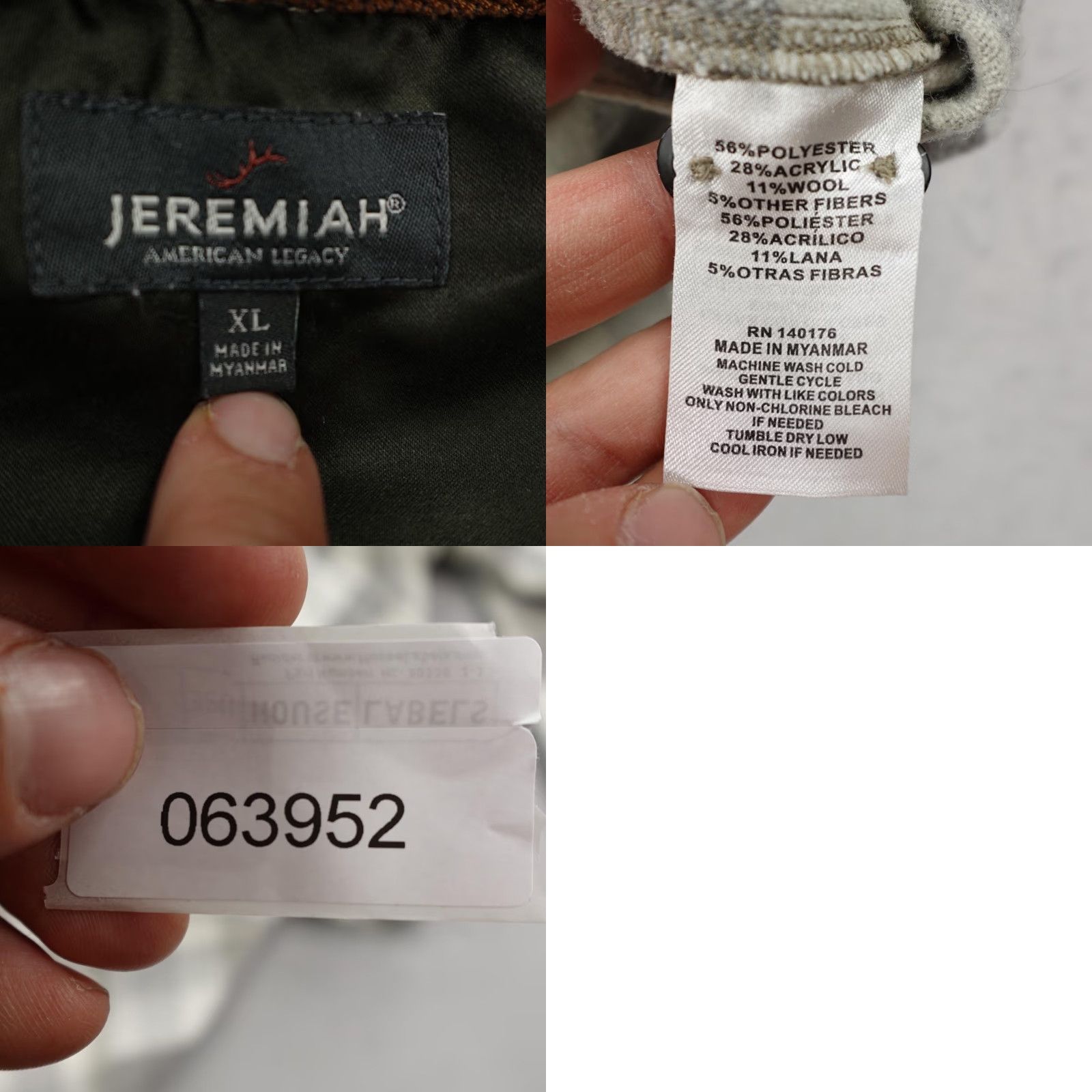 Vintage Jeremiah Shirt Mens XL Gray Beige Plaid Wool Blend Flannel Button Up Outdoors Size US XL / EU 56 / 4 - 8 Thumbnail