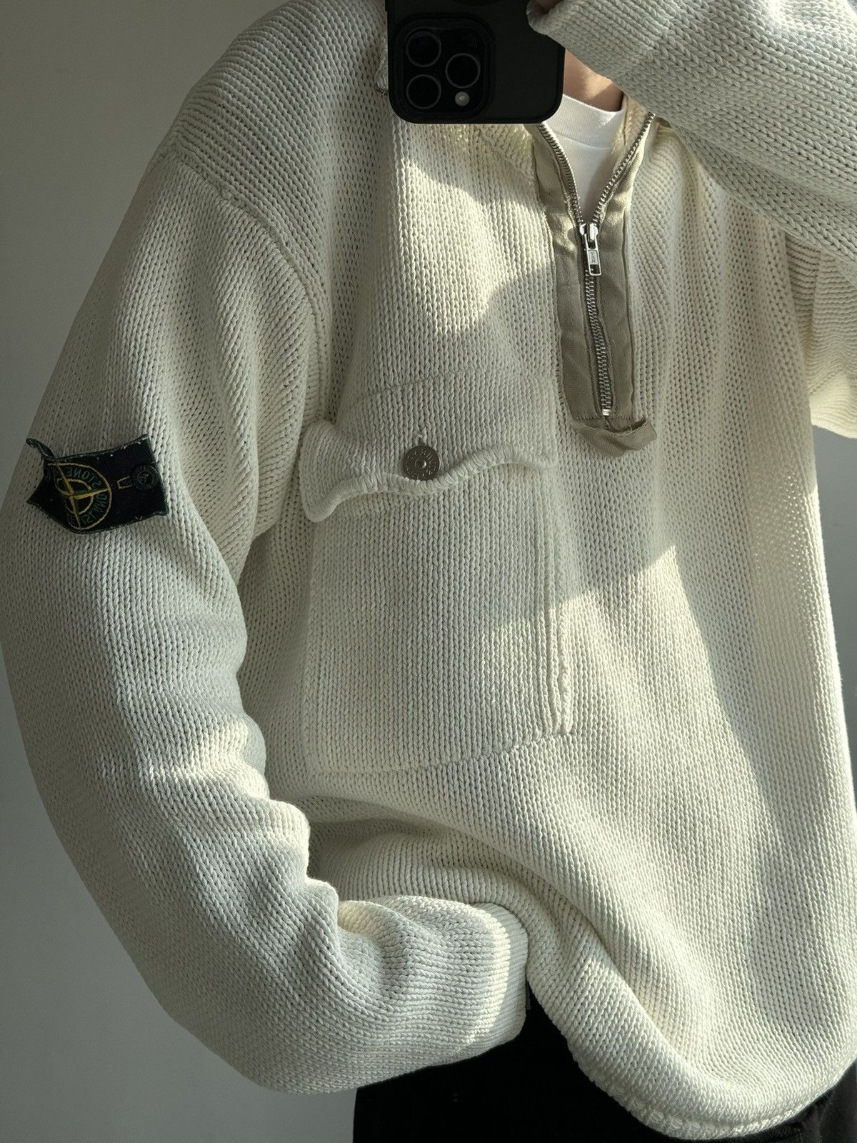 Massimo Osti Very Rare Vintage Stone Island 1/4 Knit Sweater Old Money Size US XL / EU 56 / 4 - 21 Thumbnail