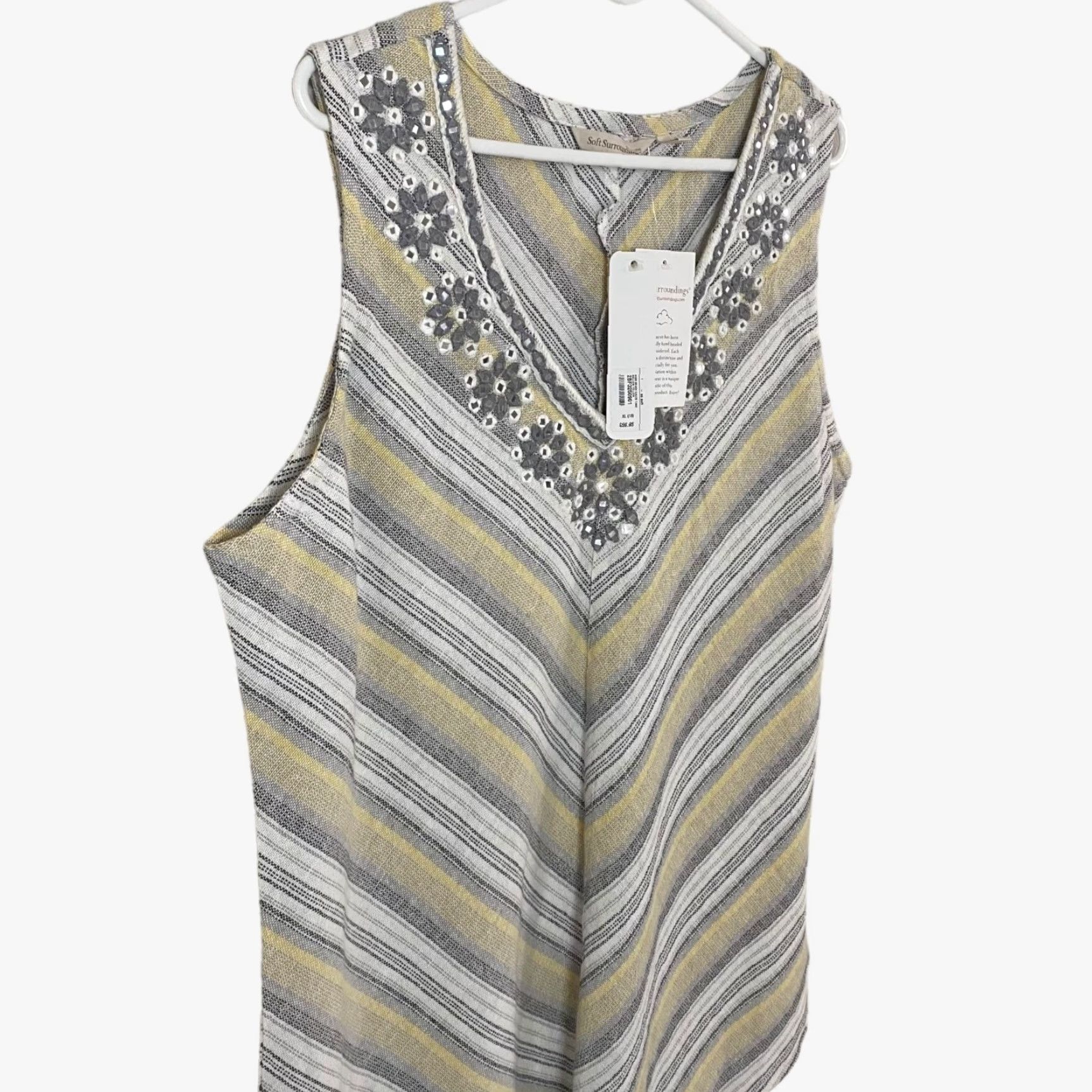 Soft Surroundings SOFT SURROUNDINGS Nissi Beach Tank Top Womens XL Multicolor Hand Beaded Beach V-Neck NEW Size XL / US 12-14 / IT 48-50 - 4 Thumbnail