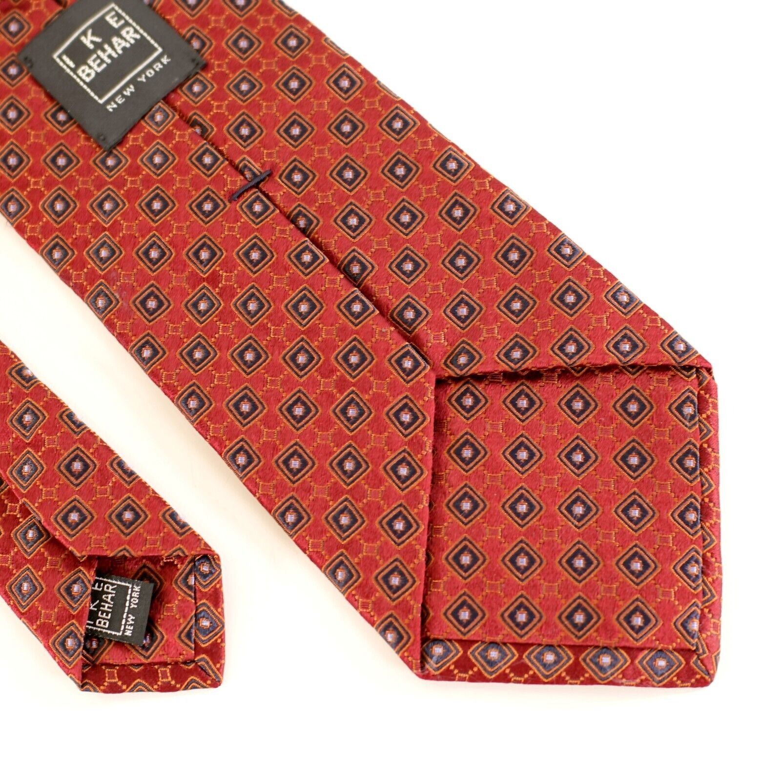 Ike Behar Ike Behar New York Red Black Geometric Woven Wide Silk Tie Size ONE SIZE - 6 Thumbnail
