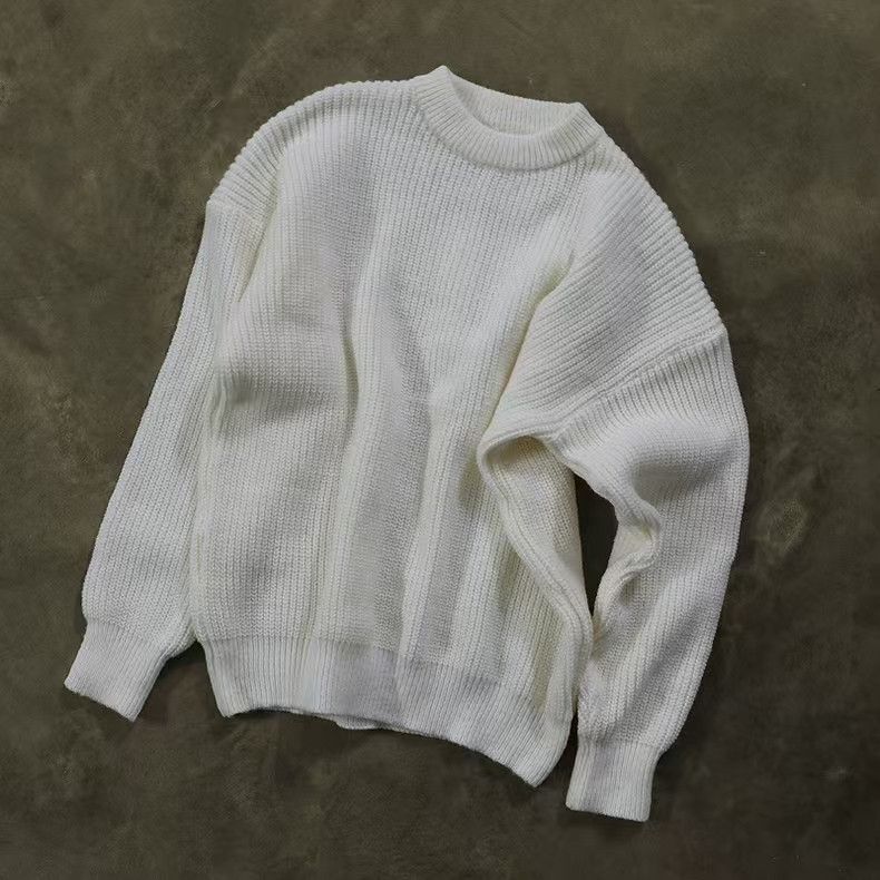 Japanese Brand × Vintage White washed vintage crew neck knit sweater Size US L / EU 52-54 / 3 - 1 Thumbnail