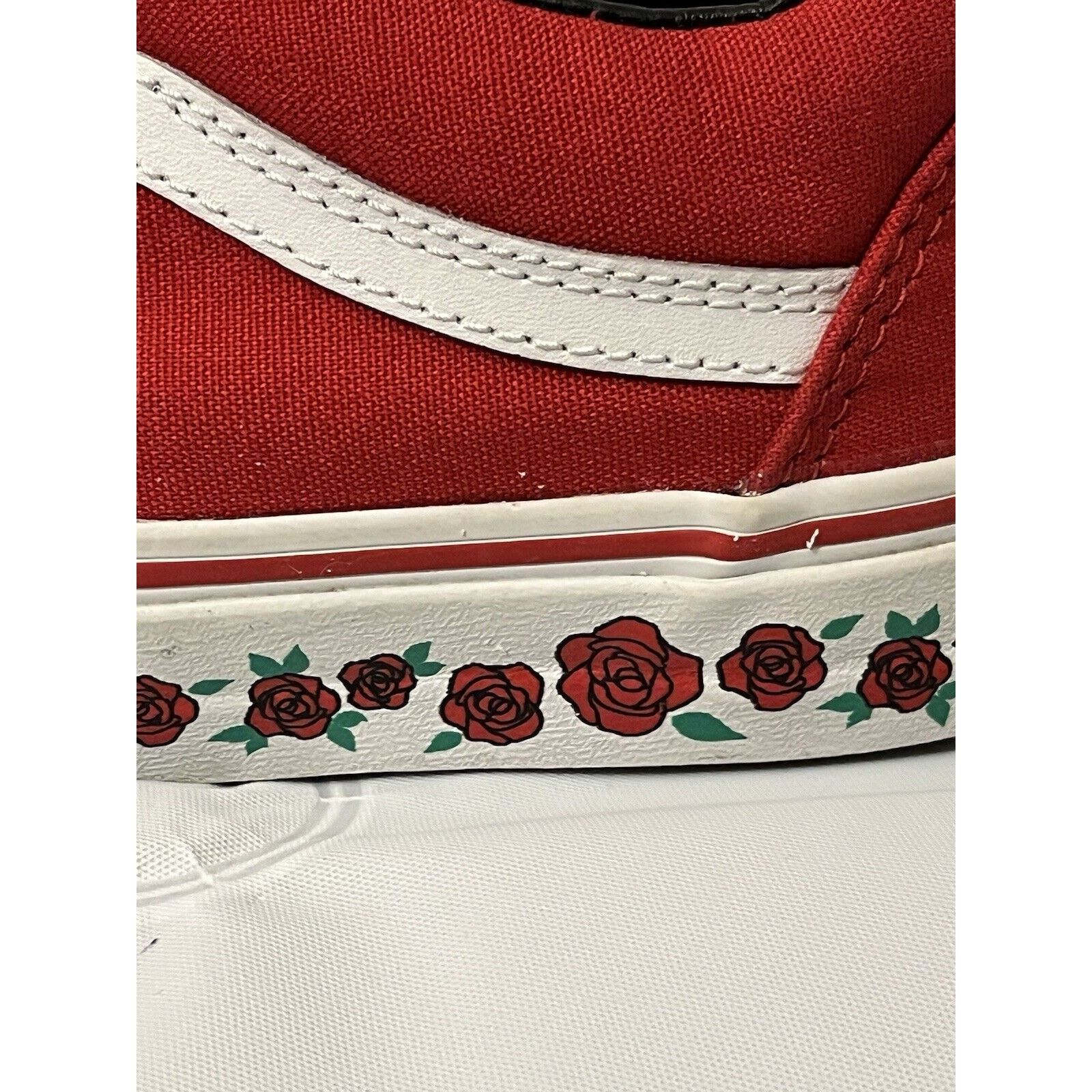 Vans Custom Red Vans With Roses men’s size 6 women’s size 7.5 Size US 6 / EU 39 - 10 Thumbnail