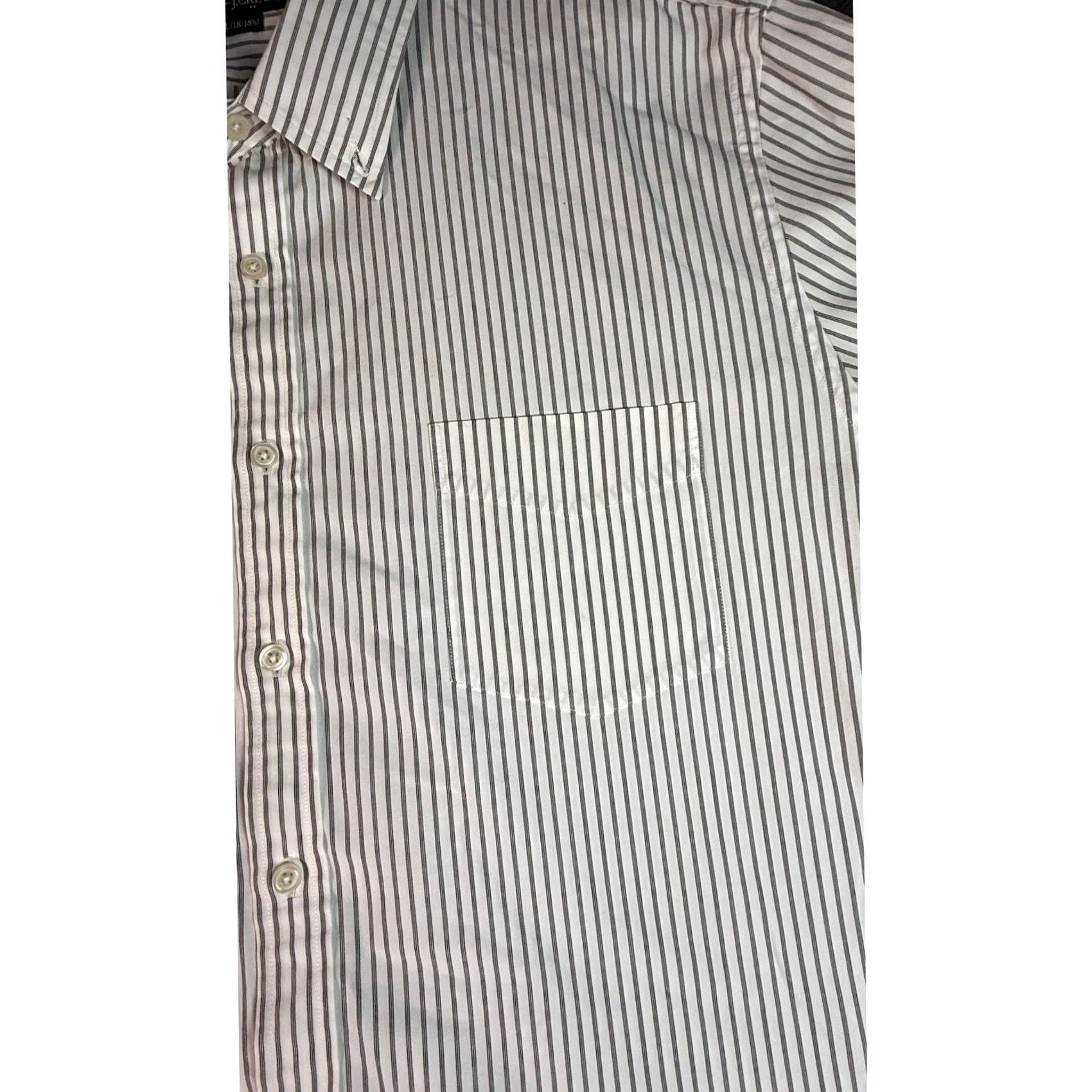 J.Crew VINTAGE J.Crew Haberdashery Dress Shirt Striped White XXL 2-Ply Cotton Men’s Long Sleeve Button-Down Regular/Classic, Refined, Business, Casual Size 48R - 2 Thumbnail