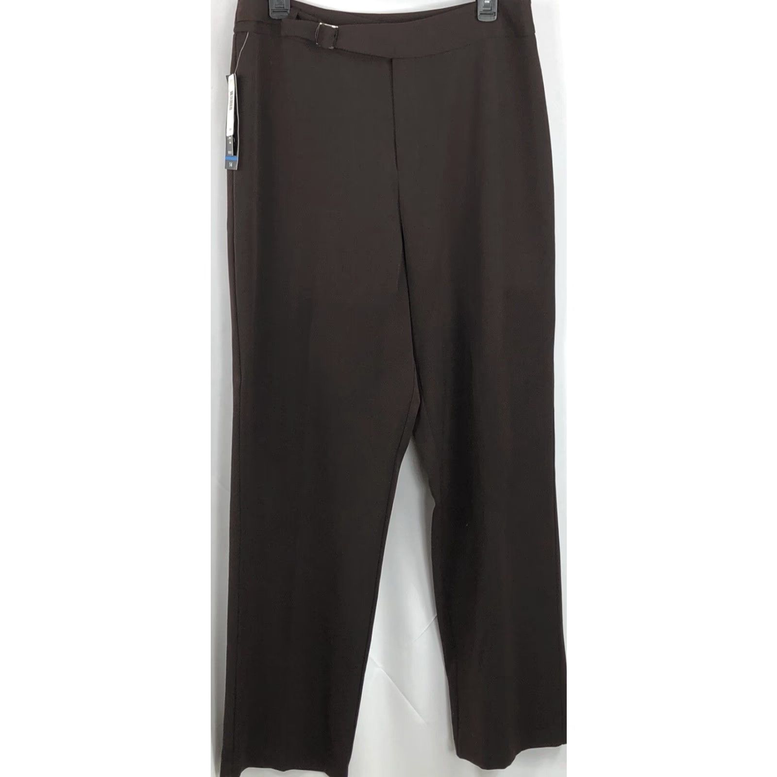 Briggs NY Slacks Pants 14 Brown Straight leg 32\"W 32\"In flat front career Dress  Pants Womens Rig - crrs.pl