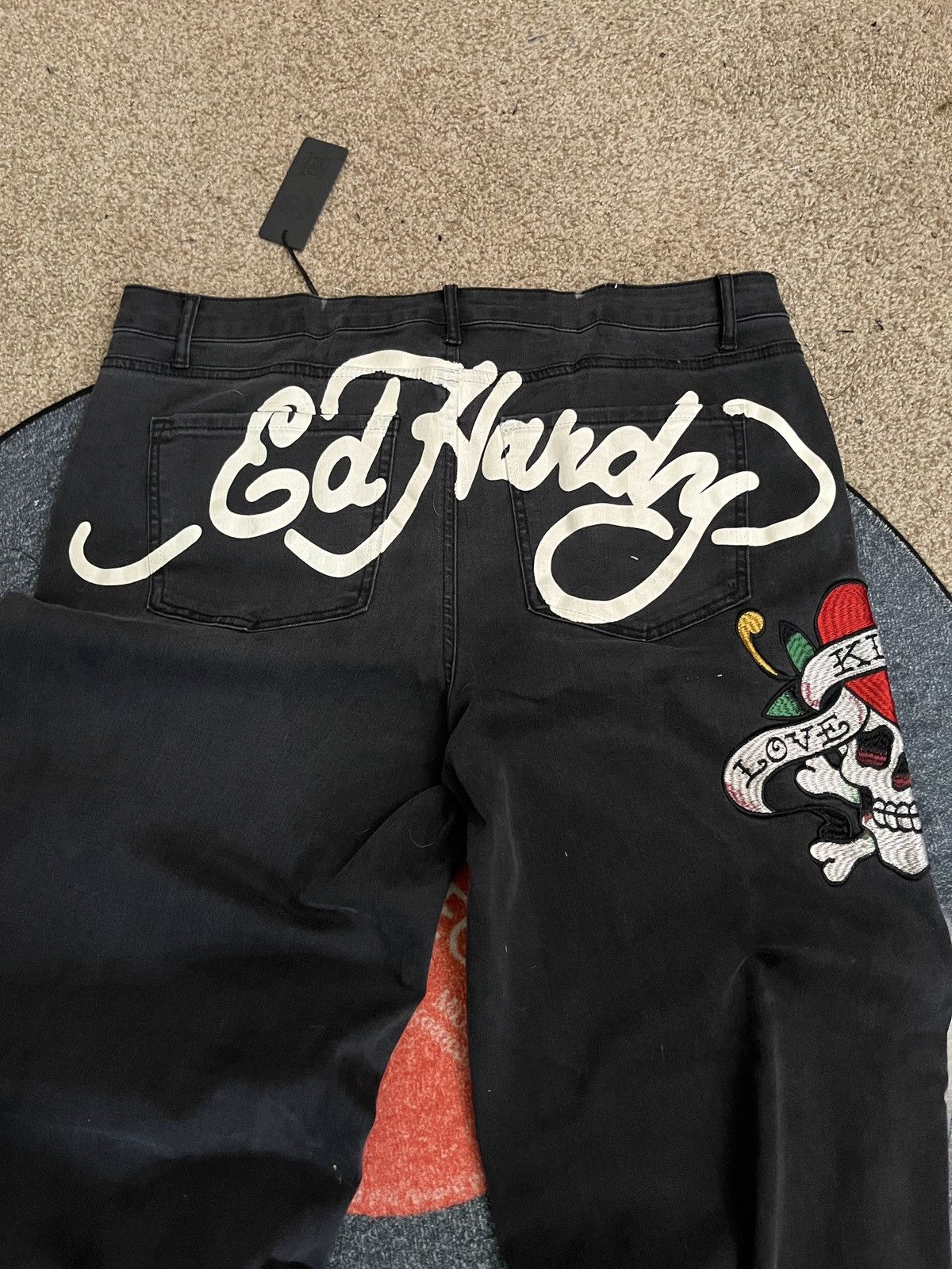 Christian Audigier × Ed Hardy × Japanese Brand Crazy Vintage Ed Hardy Wide Leg Baggy Pants Size US 38 / EU 54 - 6 Thumbnail