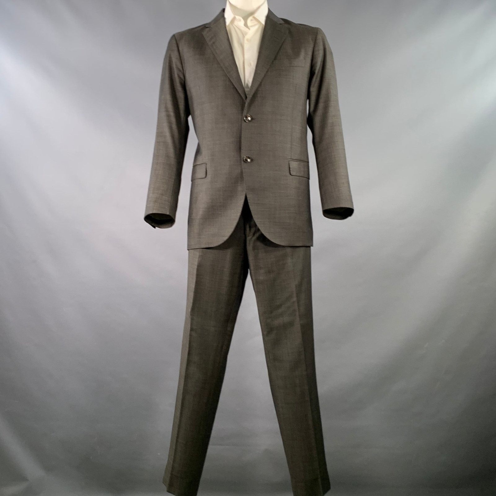 Tiger of Sweden Size 46 Black Cream Dots Wool Cashmere Notch Lapel Suit Size 46R - 2 Thumbnail