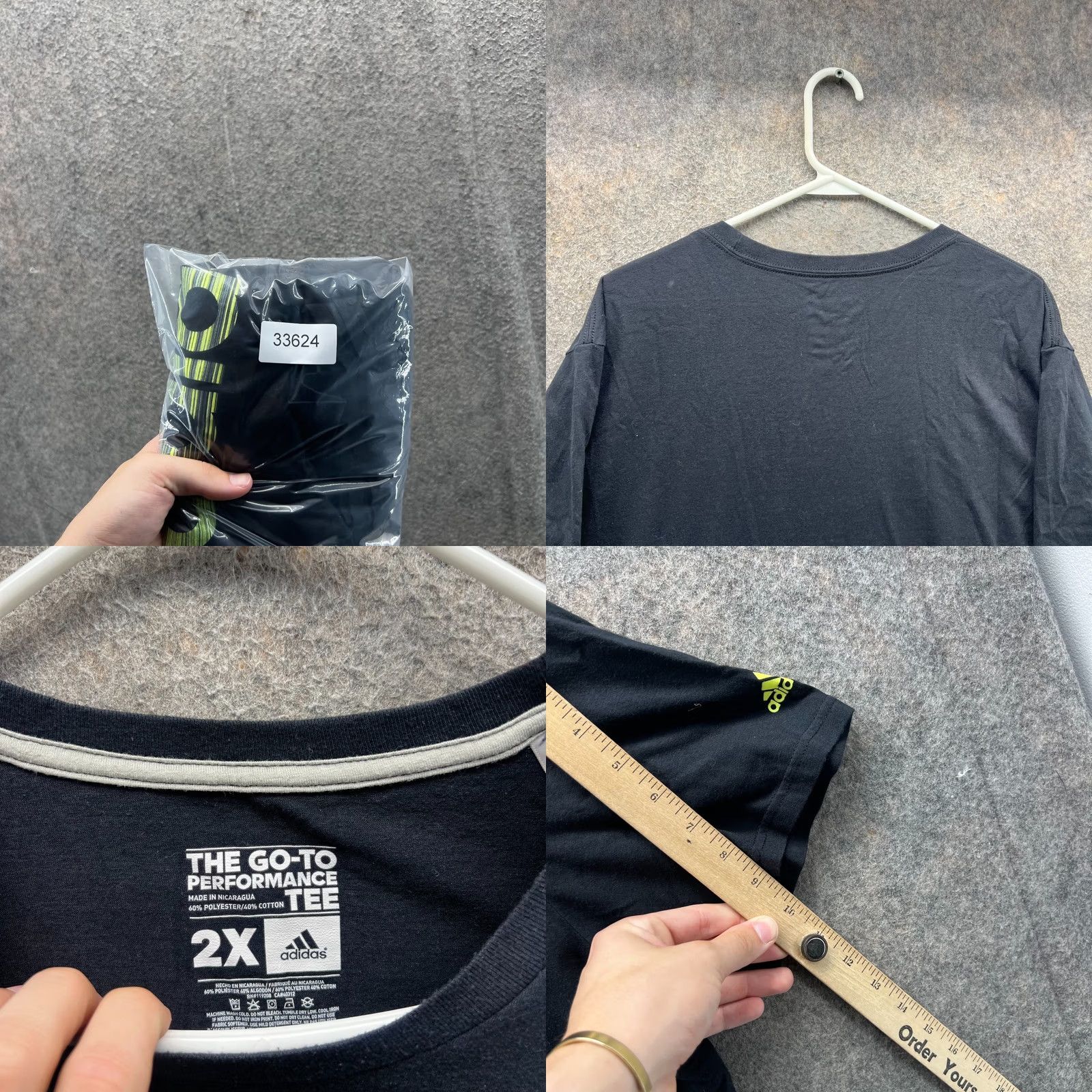 Adidas Adidas Shirt Mens 2X Black Crewneck The Go Tee Performance Cotton Size US XXL / EU 58 / 5 - 8 Thumbnail