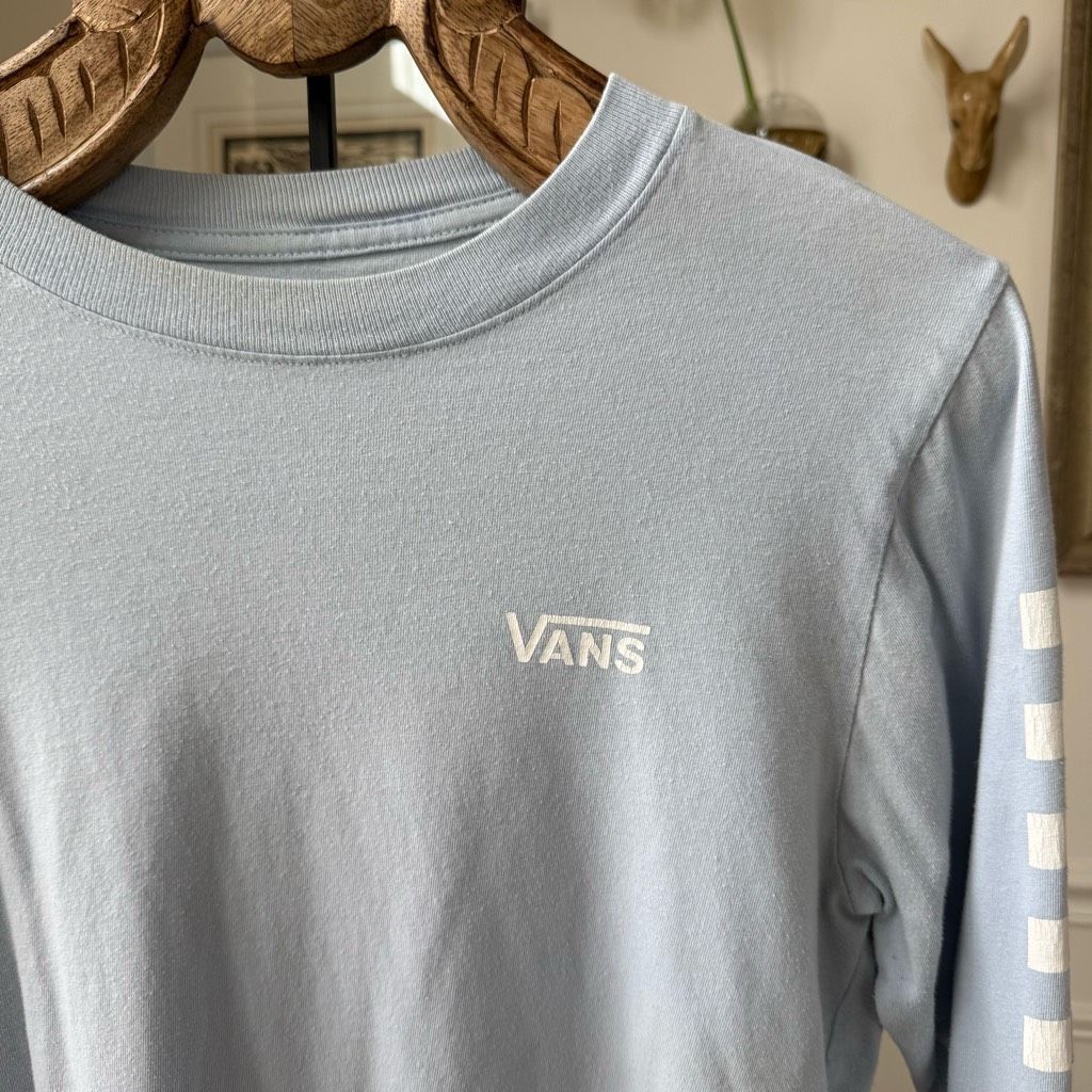 Vans Vans Light Blue Long Sleeve Tshirt 100% Cotton Checkerboard Slim L Size US L / EU 52-54 / 3 - 1 Thumbnail