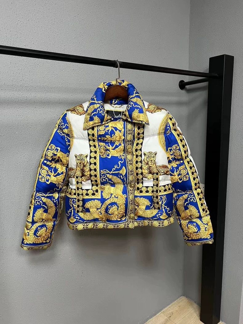 Versace Versace Blue and white color scheme down jacket Size M / US 6-8 / IT 42-44 - 1 Thumbnail