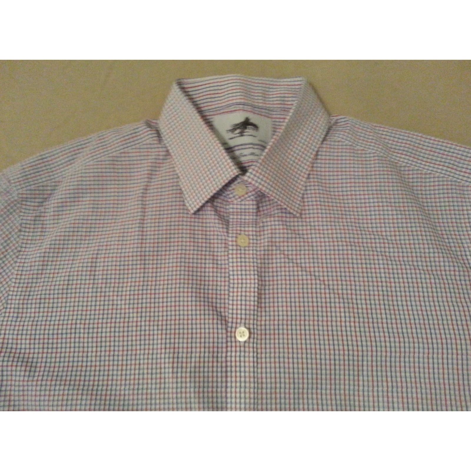 Charles Tyrwhitt VINTAGE Charles Tyrwhitt Dress Shirt 16.5 33 White Navy Red Blue Cotton Mens Shirts Size 46R - 3 Thumbnail
