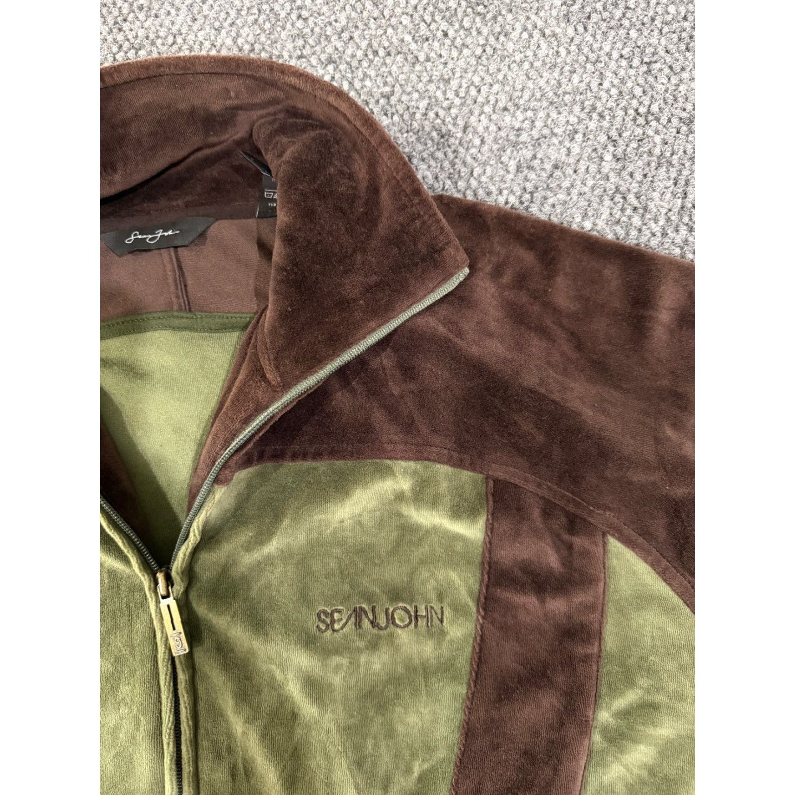 Sean John VINTAGE Sean John Velour Jacket Mens XL Green Full Zip Hip Hop Retro Basketball Long Sleeve Regular Coat/Jacket - Green Size US XL / EU 56 / 4 - 4 Thumbnail