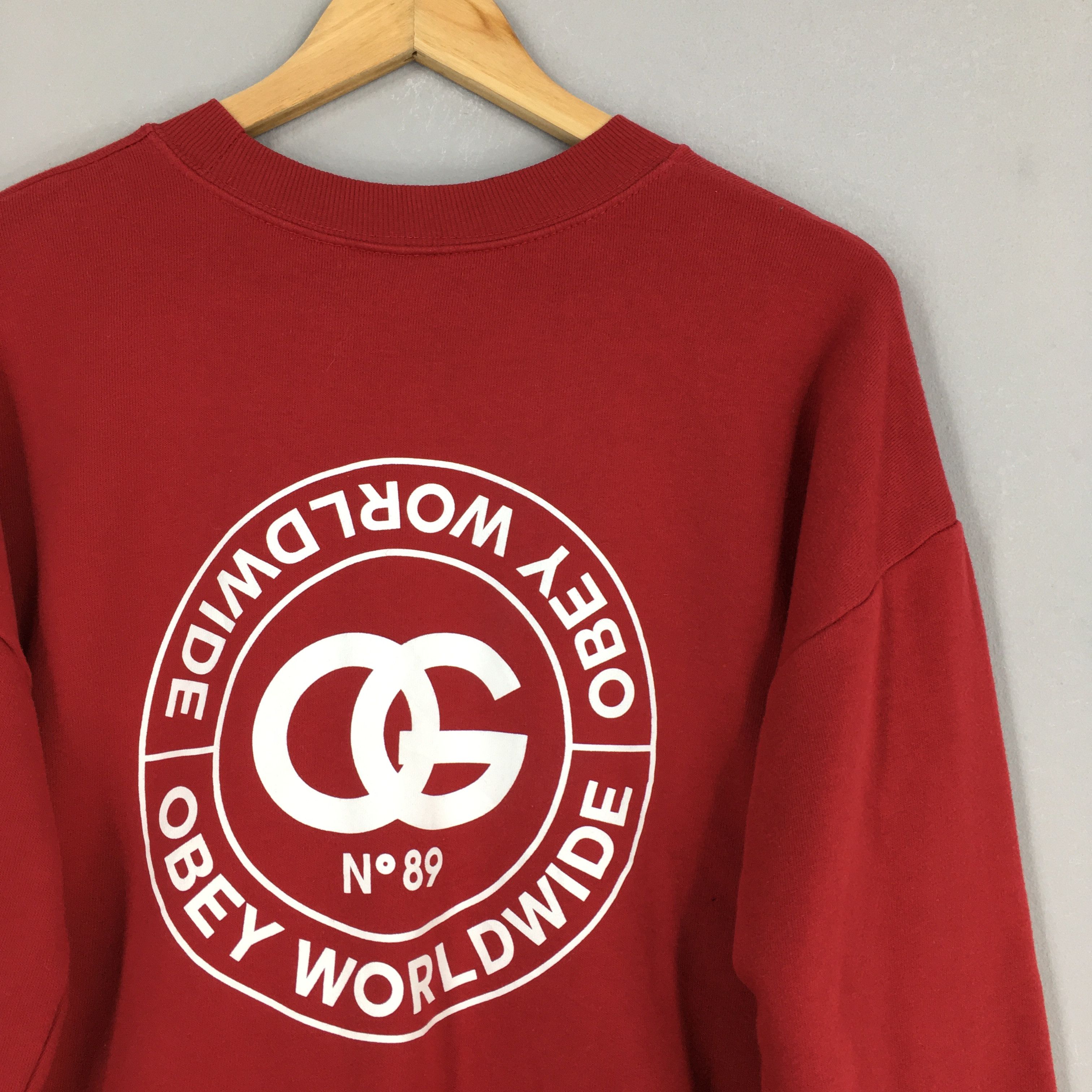 Obey × Vintage Vintage Obey Worldwide Logo Red Sweatshirt XLarge Size US XL / EU 56 / 4 - 2 Thumbnail