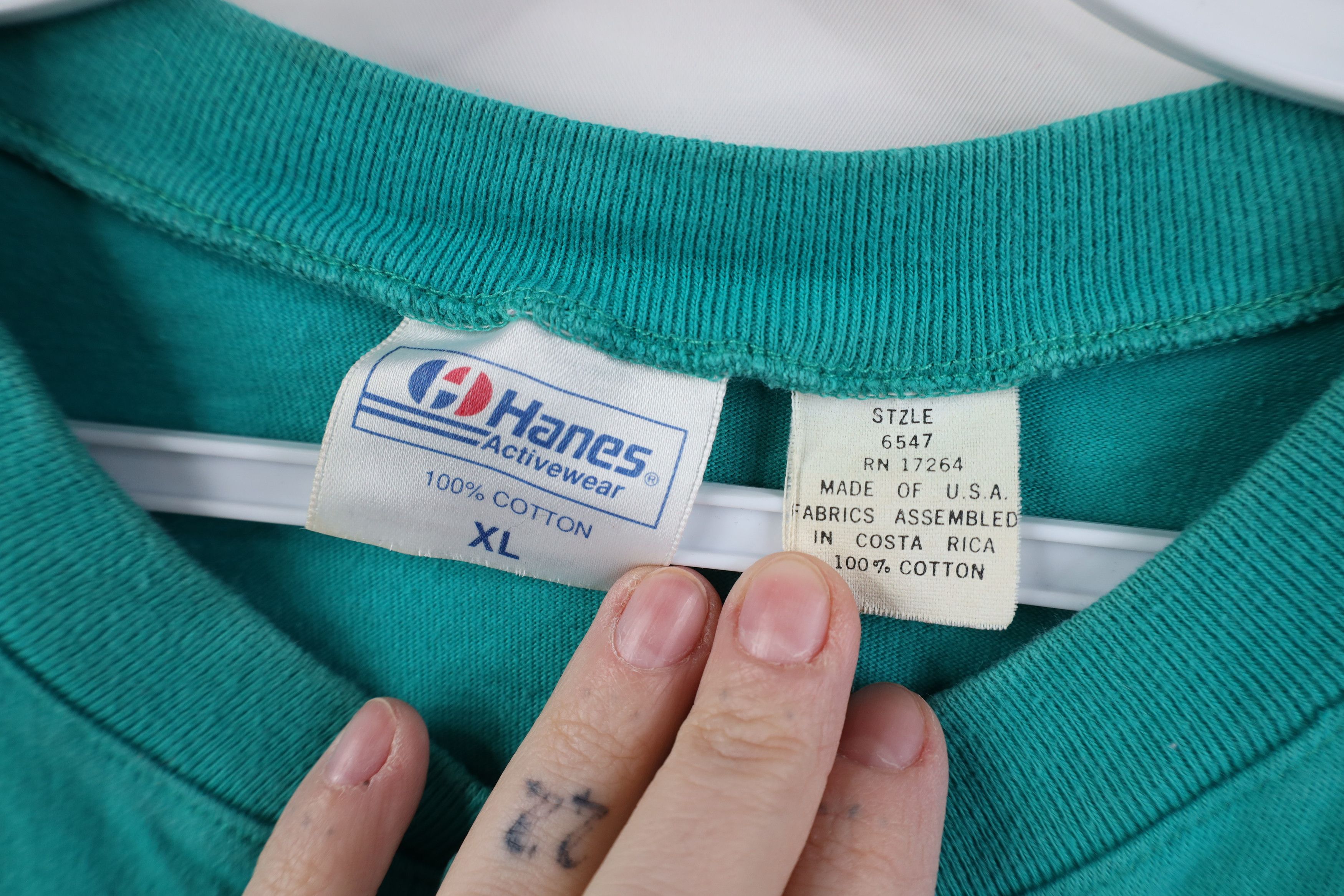 Hanes Vintage 90s Hanes Heavyweight Cotton Henley T-Shirt Teal Size US XL / EU 56 / 4 - 9 Thumbnail