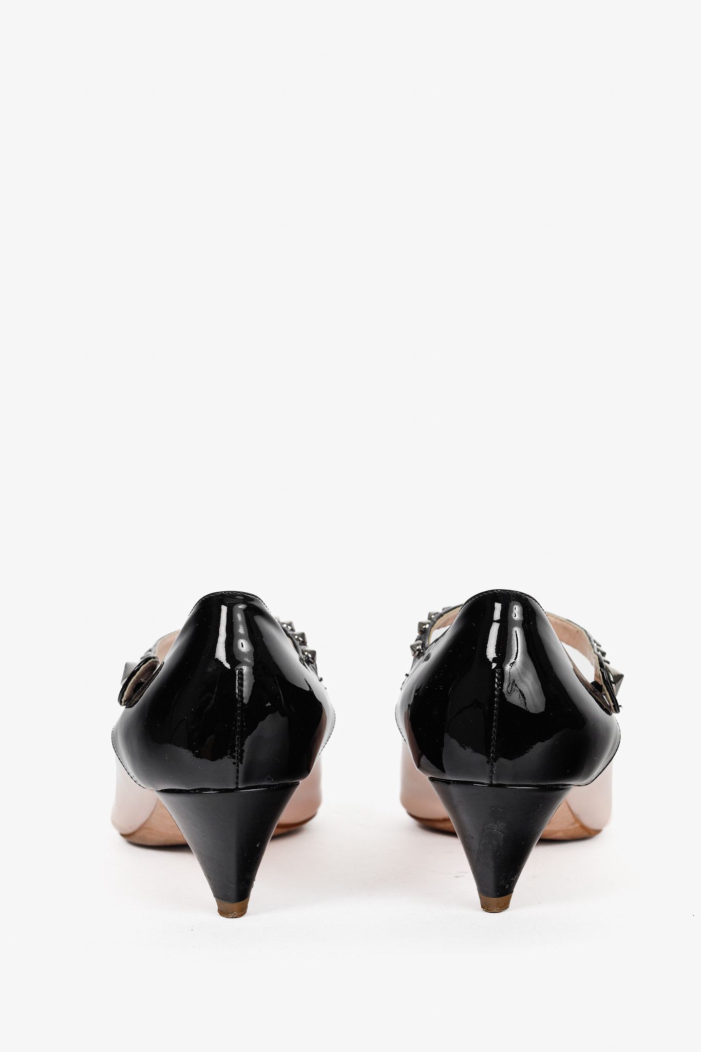 Miu Miu Miu Miu Light Pink & Black Bicolor Studded Mary Janes Size US 8 / IT 38 - 3 Thumbnail