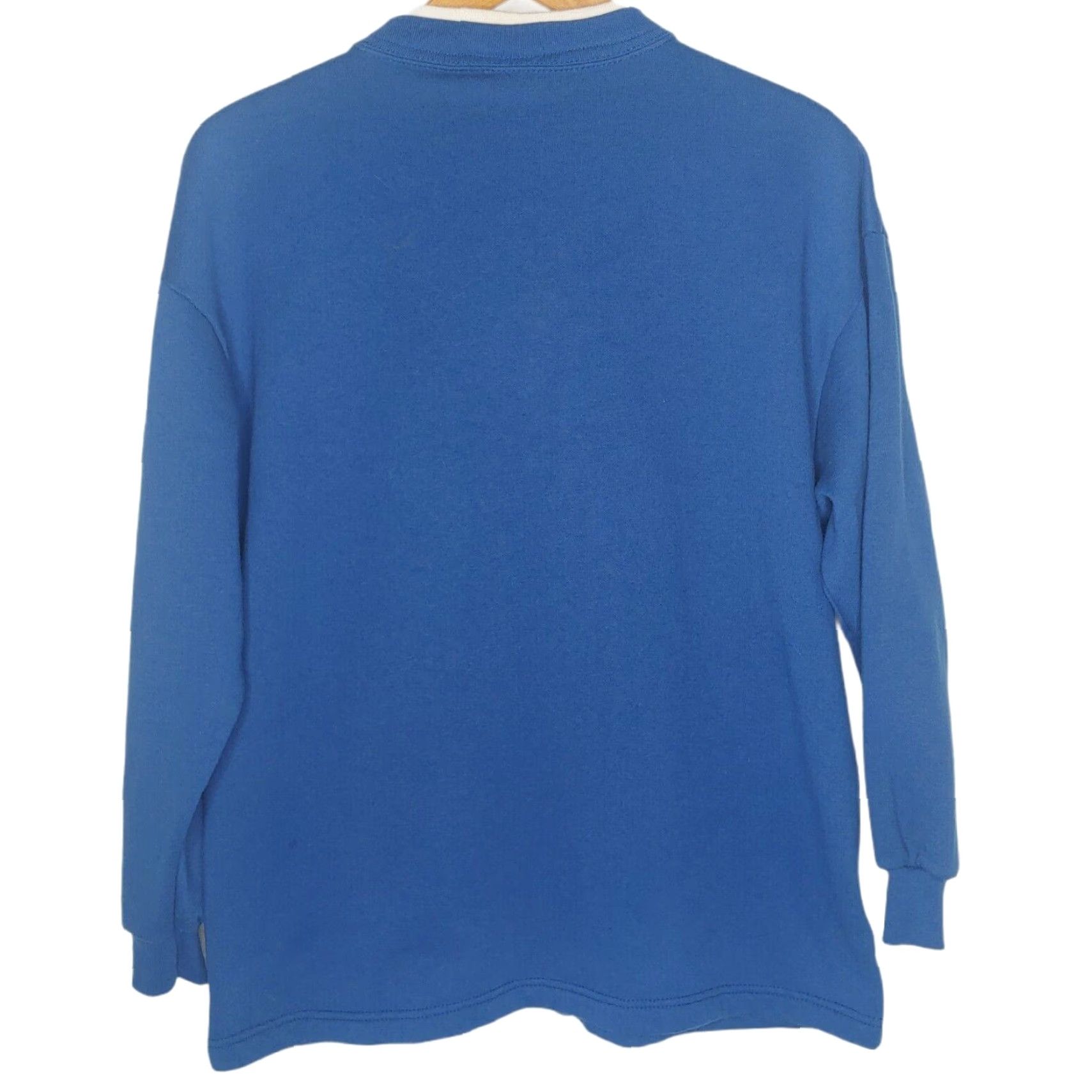 Vintage VINTAGE Morning Sun Cardigan Sweatshirt Large Women Blue 100% Cotton Knit Crew Neck Autumn Farm Nature Leaves Fall 90s? Cardigan Sweatshirt Size L / US 10 / IT 46 - 3 Thumbnail