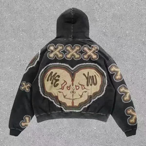 VIBE Hip Hop Street Replica Skull Print Loose Hooded Sweatshirt Size US M / EU 48-50 / 2 - 6 Thumbnail