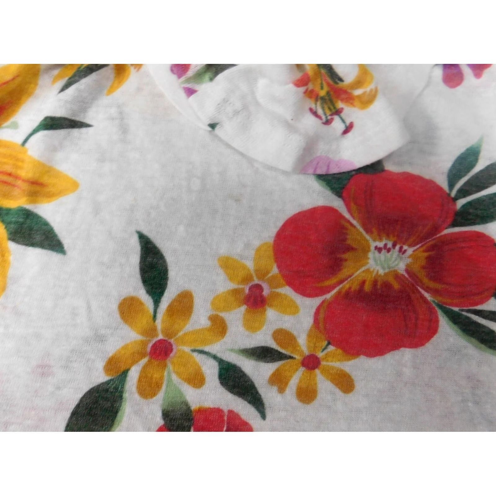 Old Navy Old Navy Womens Blouse S White Floral Pullover Round Neck Sleeveless Cotton Stretch Casual" Size S / US 4 / IT 40 - 5 Thumbnail